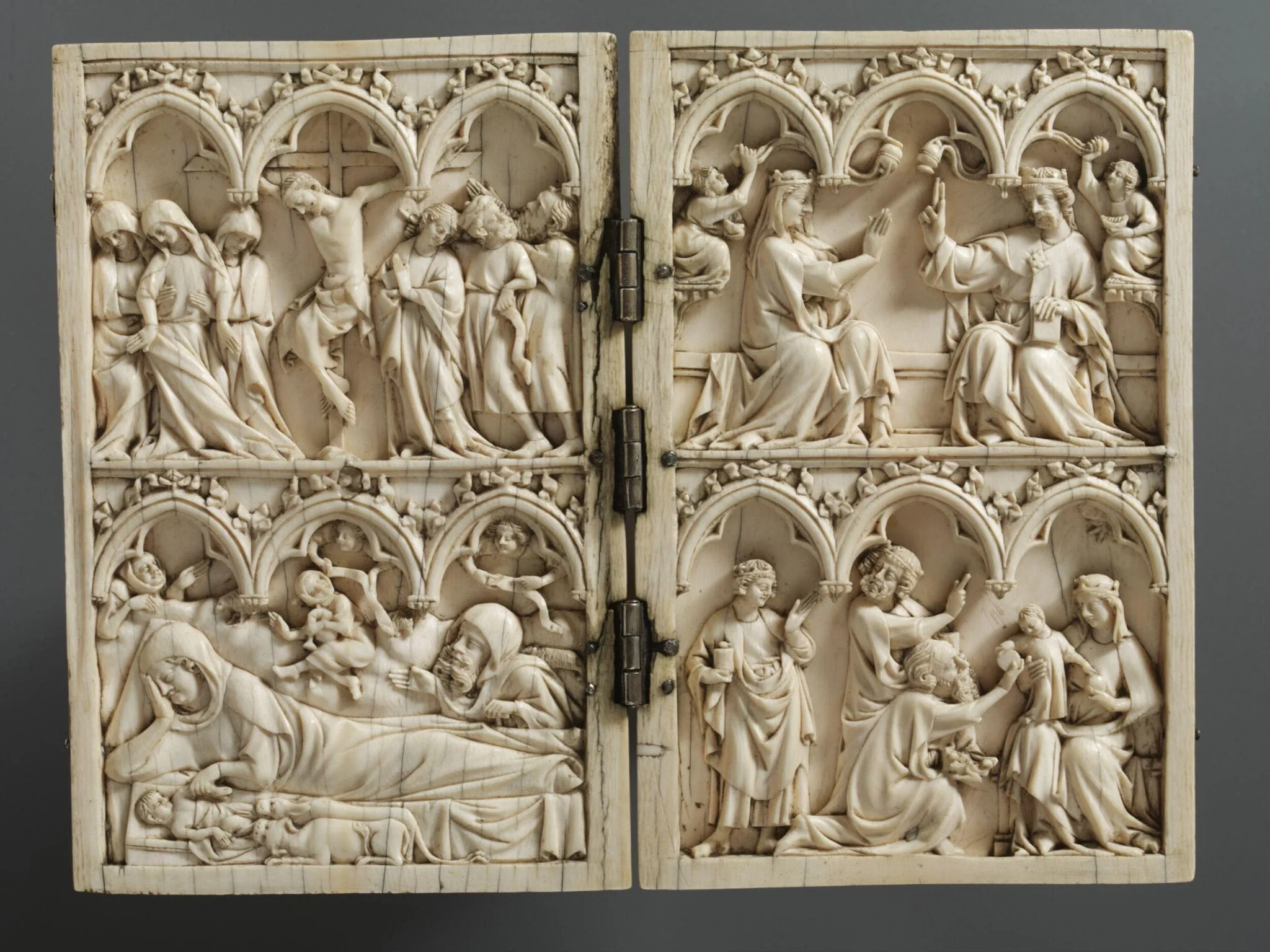 The Nativity, the Adoration of the Magi, the Crucifixion and the Coronation of the Virgin, by Unknown, 1350