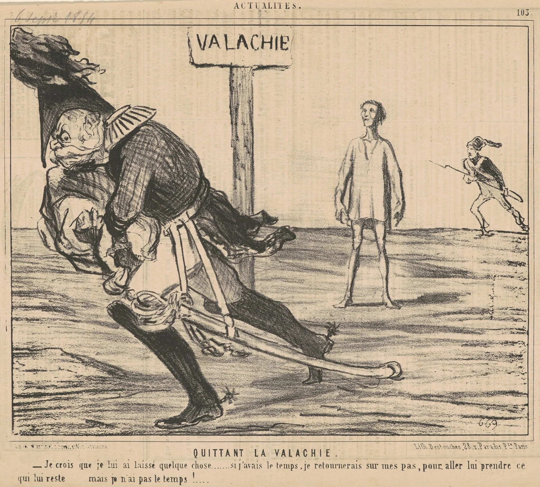 Quittant le valachie, by Honoré Daumier, ink, 1854