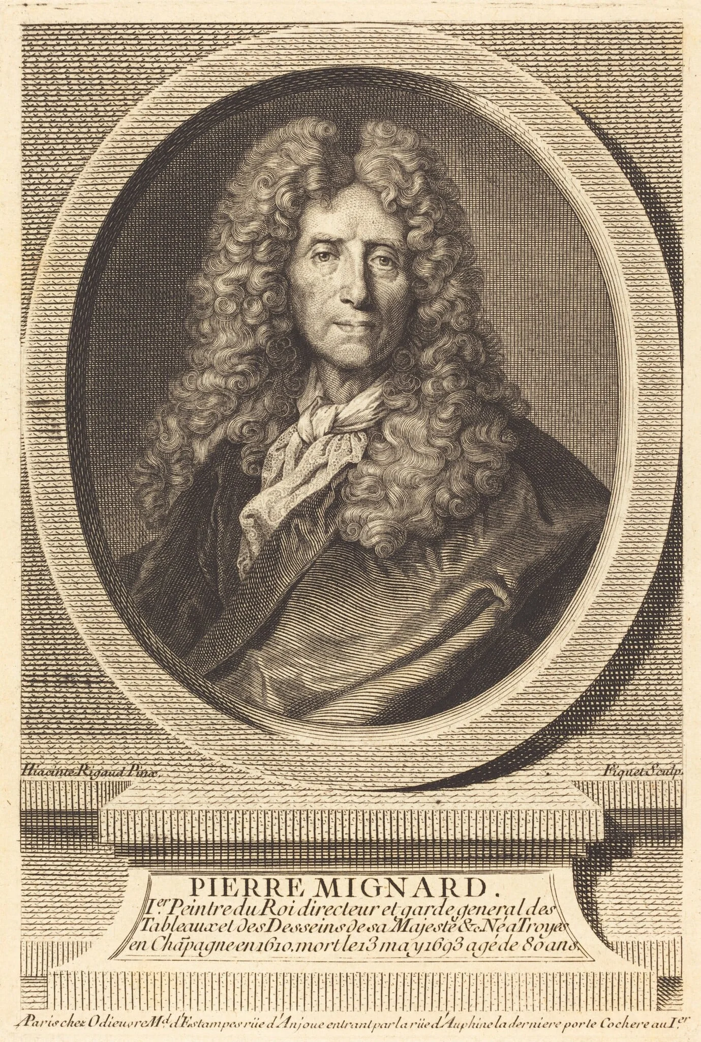 Pierre Mignard, by Étienne Ficquet, ink, 1760