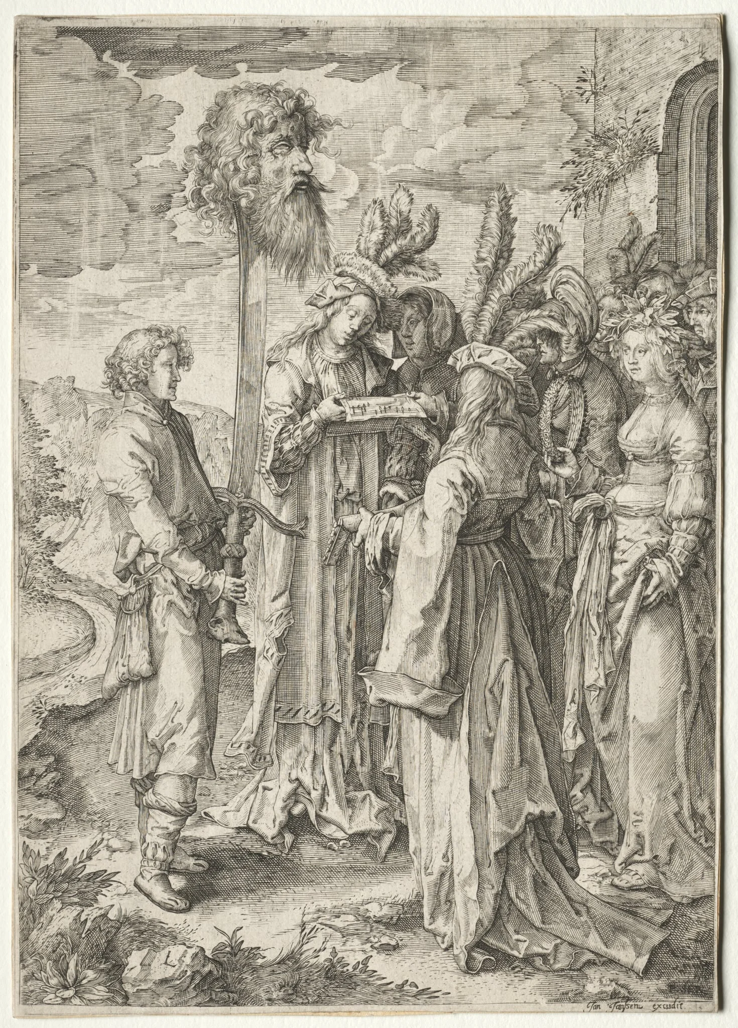 David with the Head of Goliath, by Pieter Serwouters, 1630