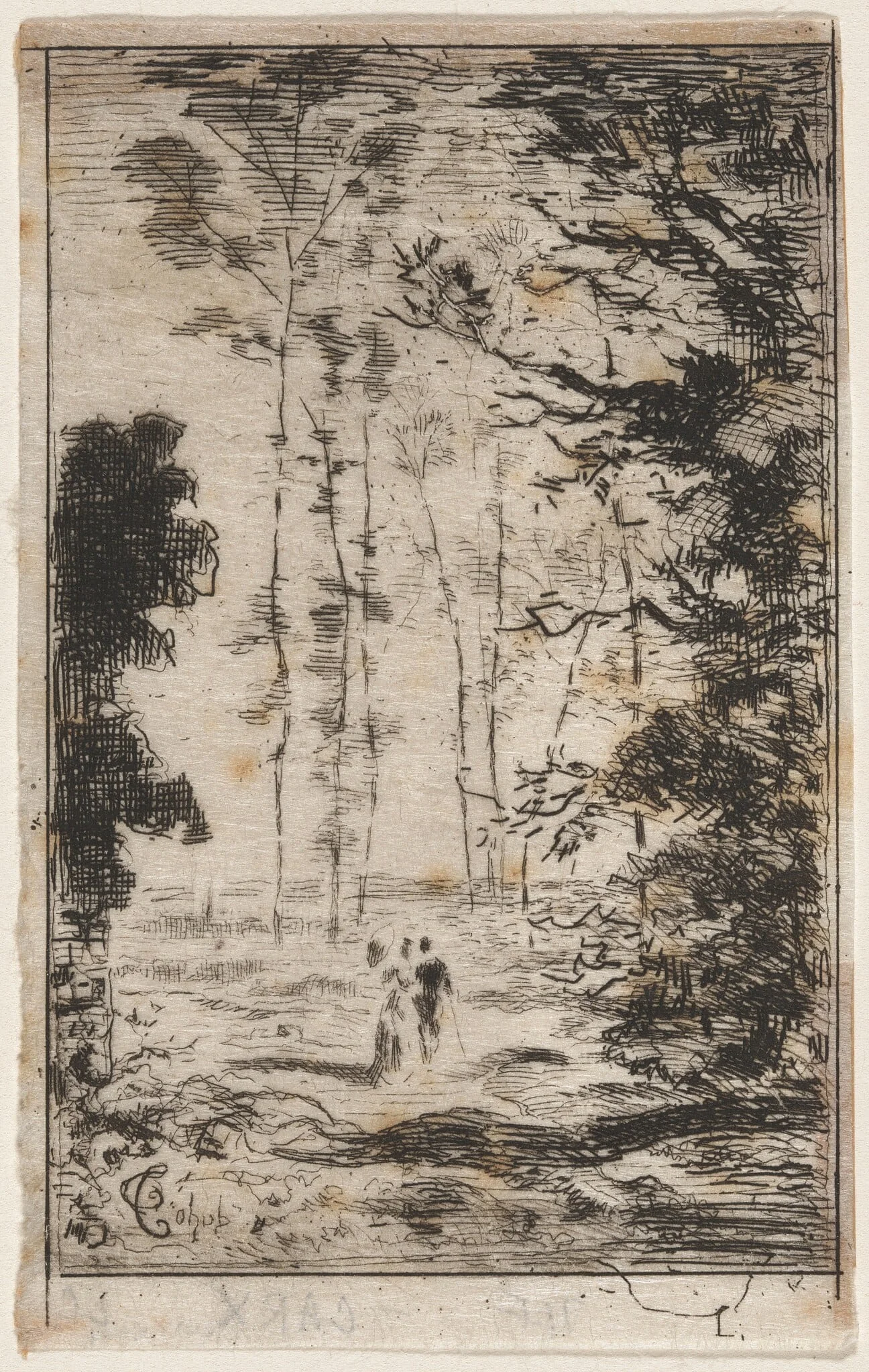 Petit paysage en hauteur (Small Landscape), by Félix-Hilaire Buhot, ink, 1876