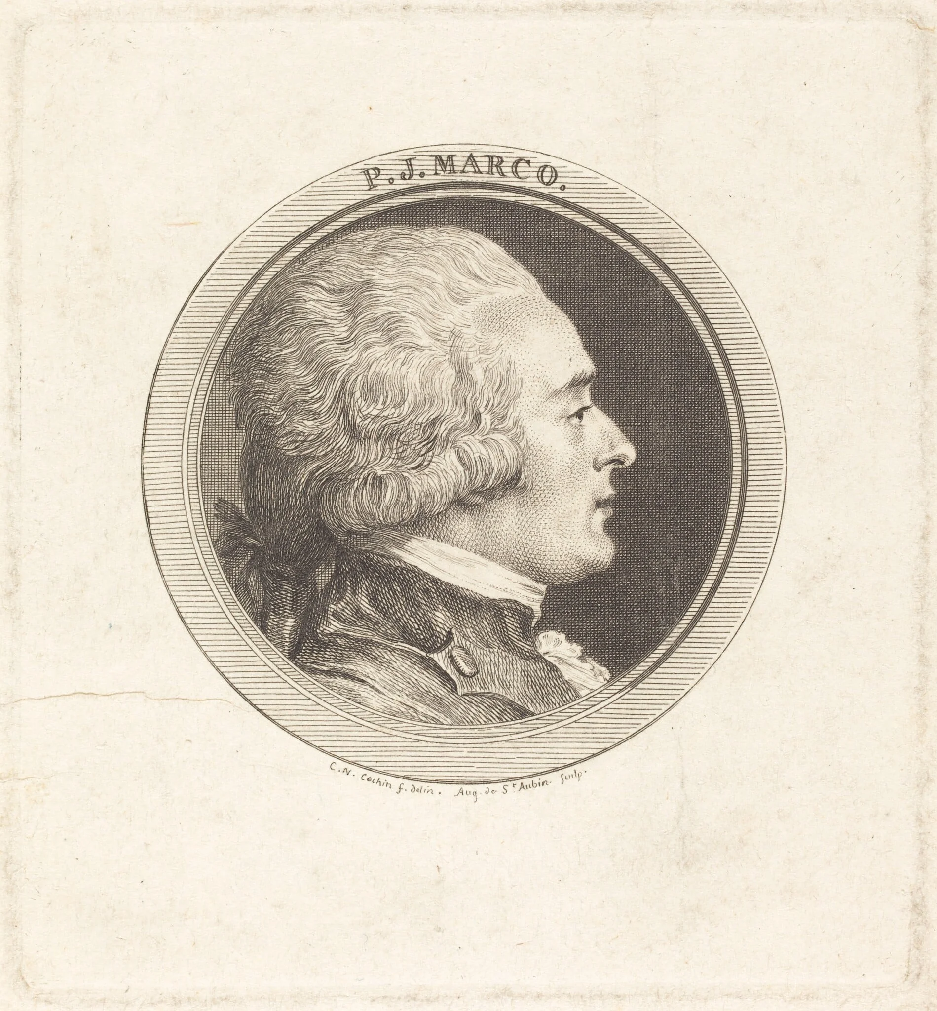 P.J. Marco, by Augustin de Saint-Aubin, ink, 1784