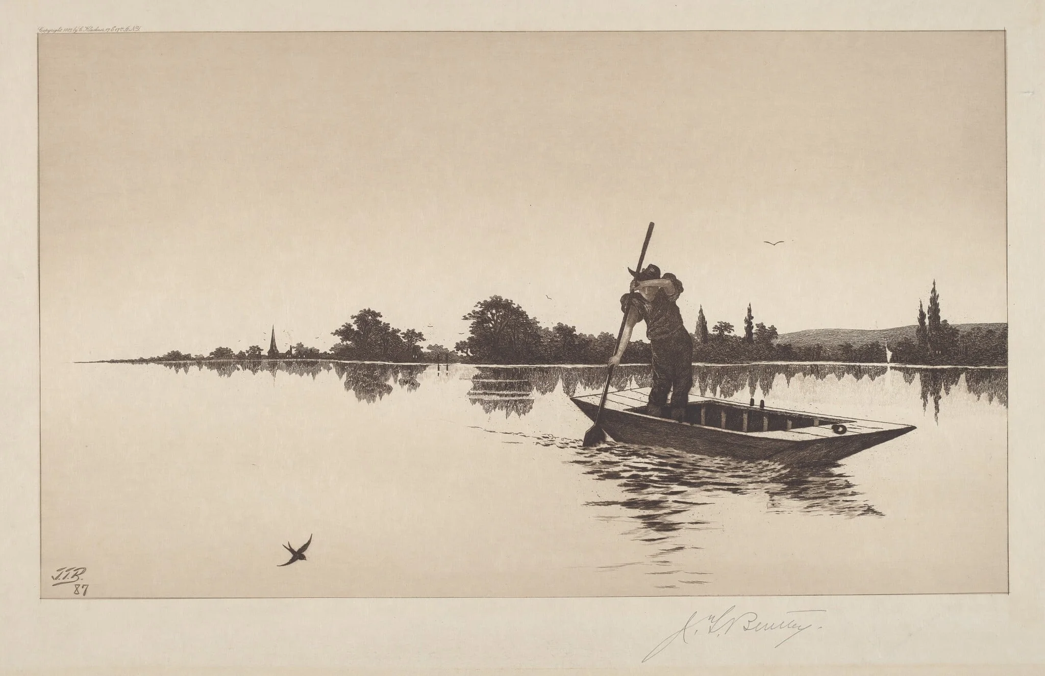 The Ferryman, by John T. Bentley, ink, 1887