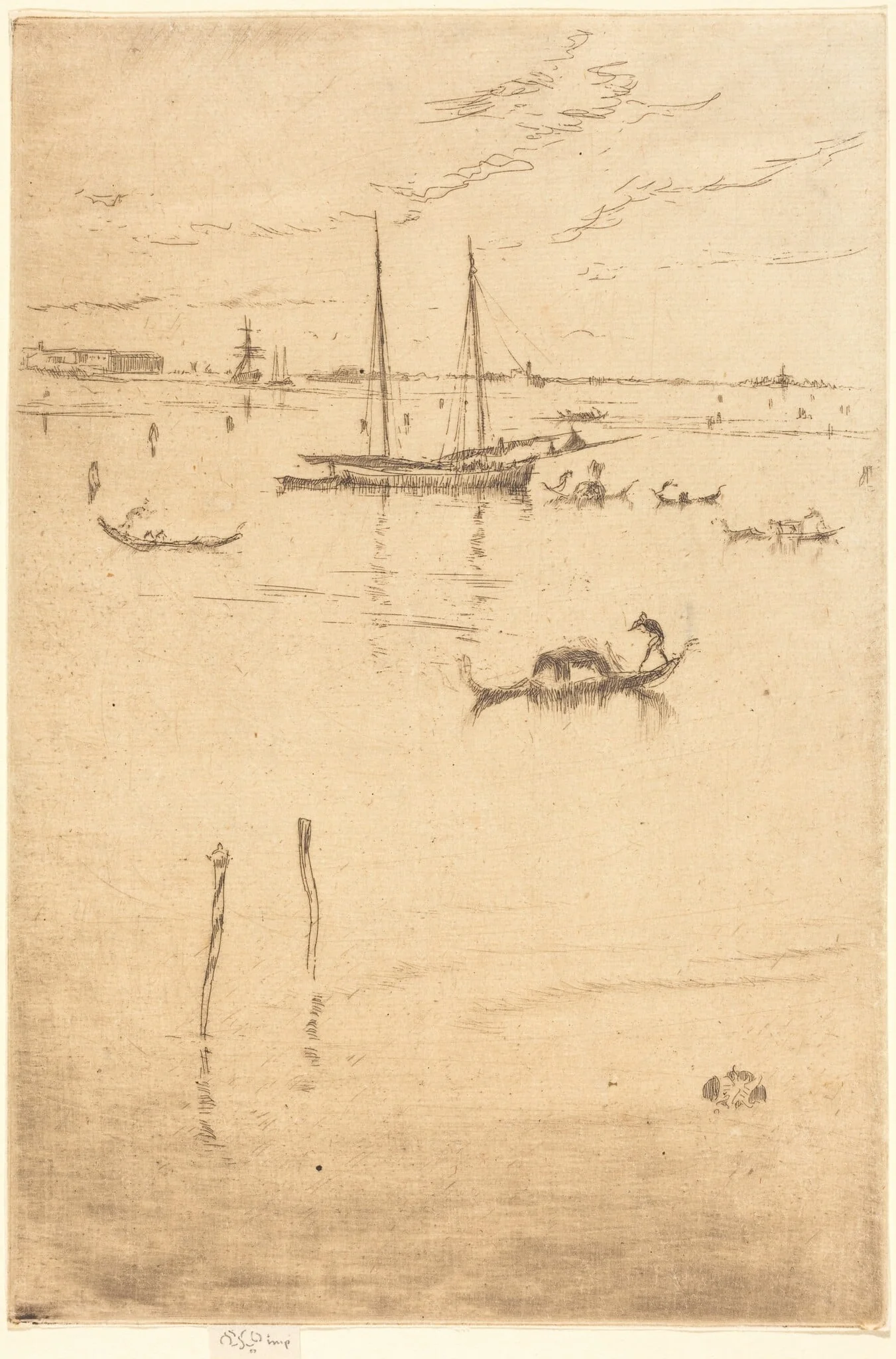 The Little Lagoon, by James McNeill Whistler, ink, 1880