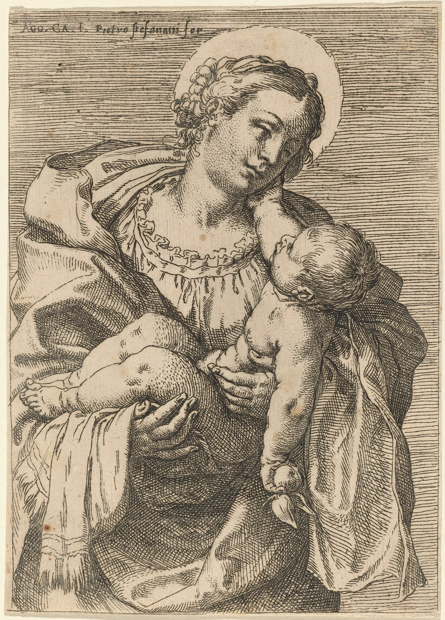 The Madonna and Child with an Apple, by Annibale Carracci, ink, 1592