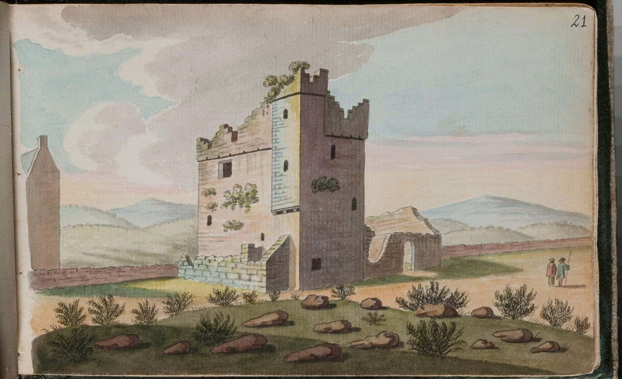 View of one of Dalkey's castles taken from the church yard on the opposite side, by Gabriel, ca.1729-1817 Beranger, unspecified, 1790