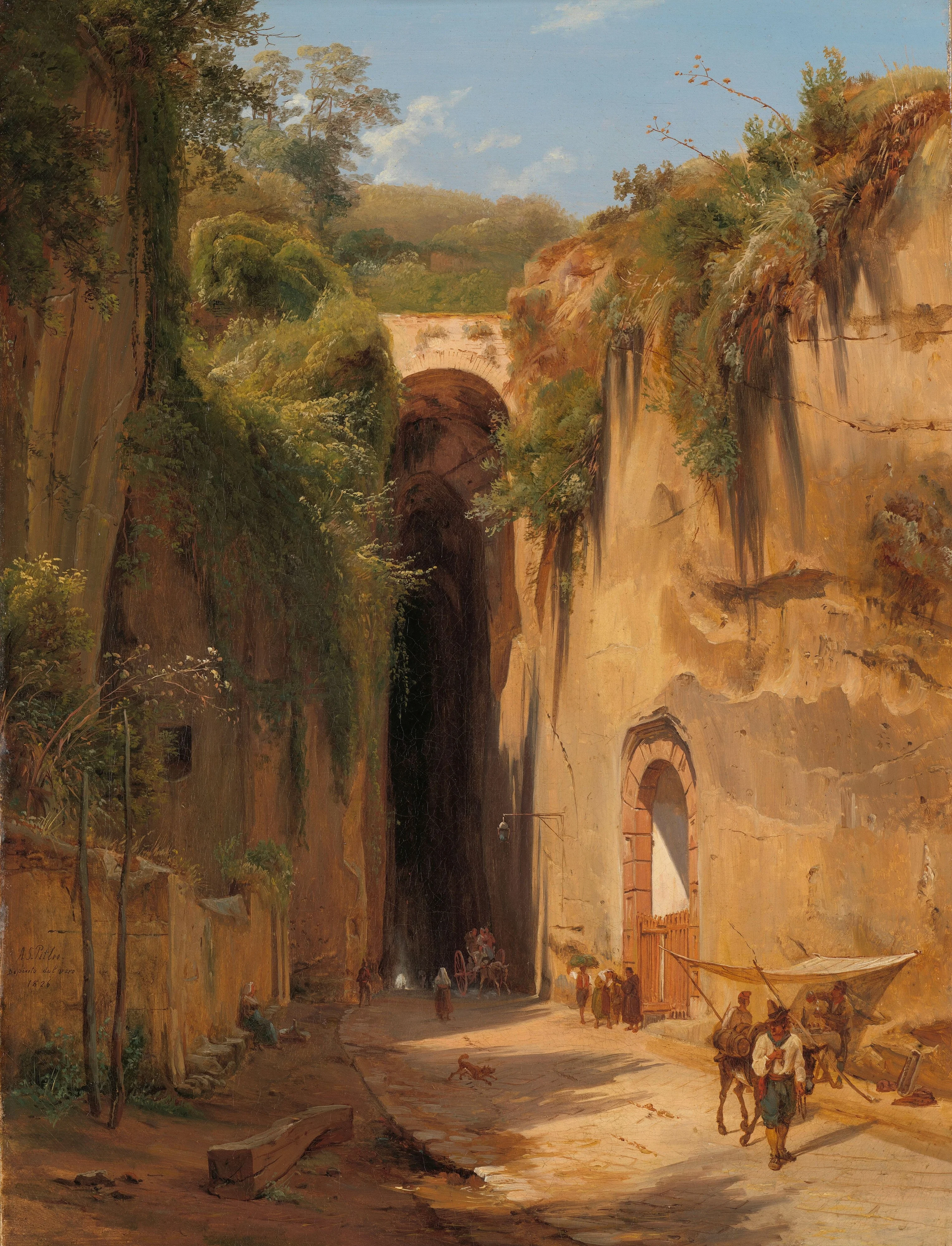 The Grotto of Posillipo at Naples, by Antonie Sminck Pitloo, oil, 1826