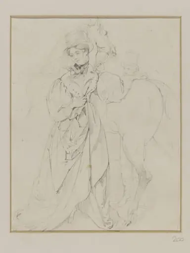 Study of a woman standing beside a horse