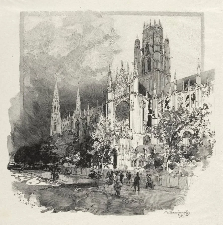 Rouen Illustré:  Eglise Saint Ouen, by Auguste Lepère, 1896