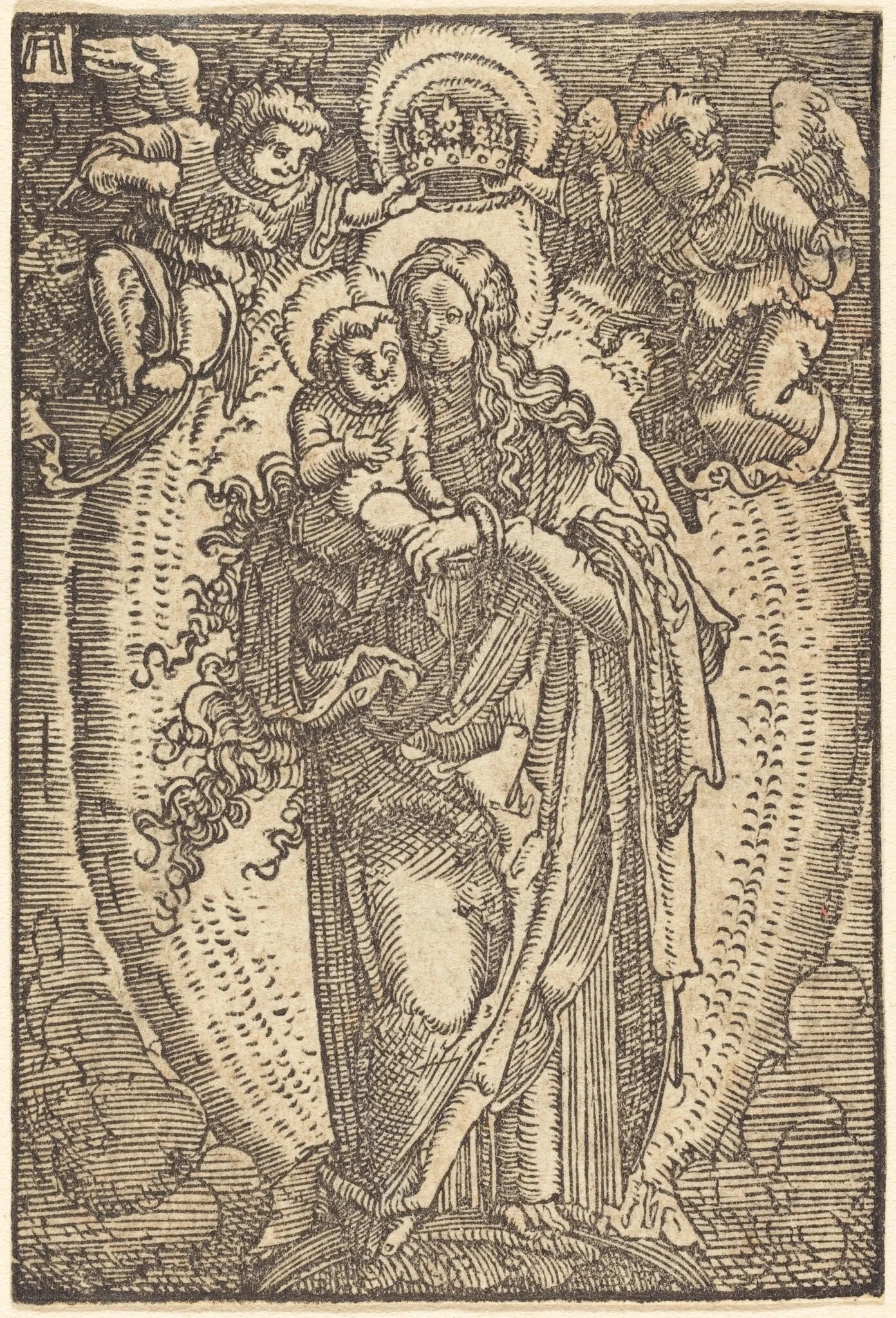 The Virgin and Child on a Crescent, by Albrecht Altdorfer, ink, 1513