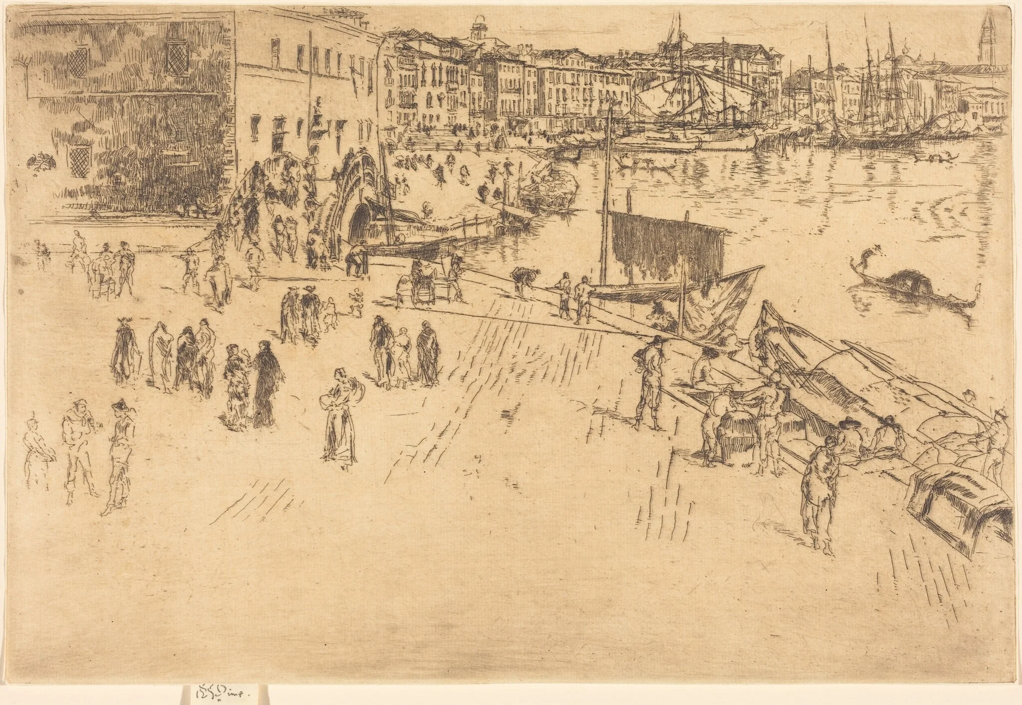The Riva, No.I, by James McNeill Whistler, ink, 1880