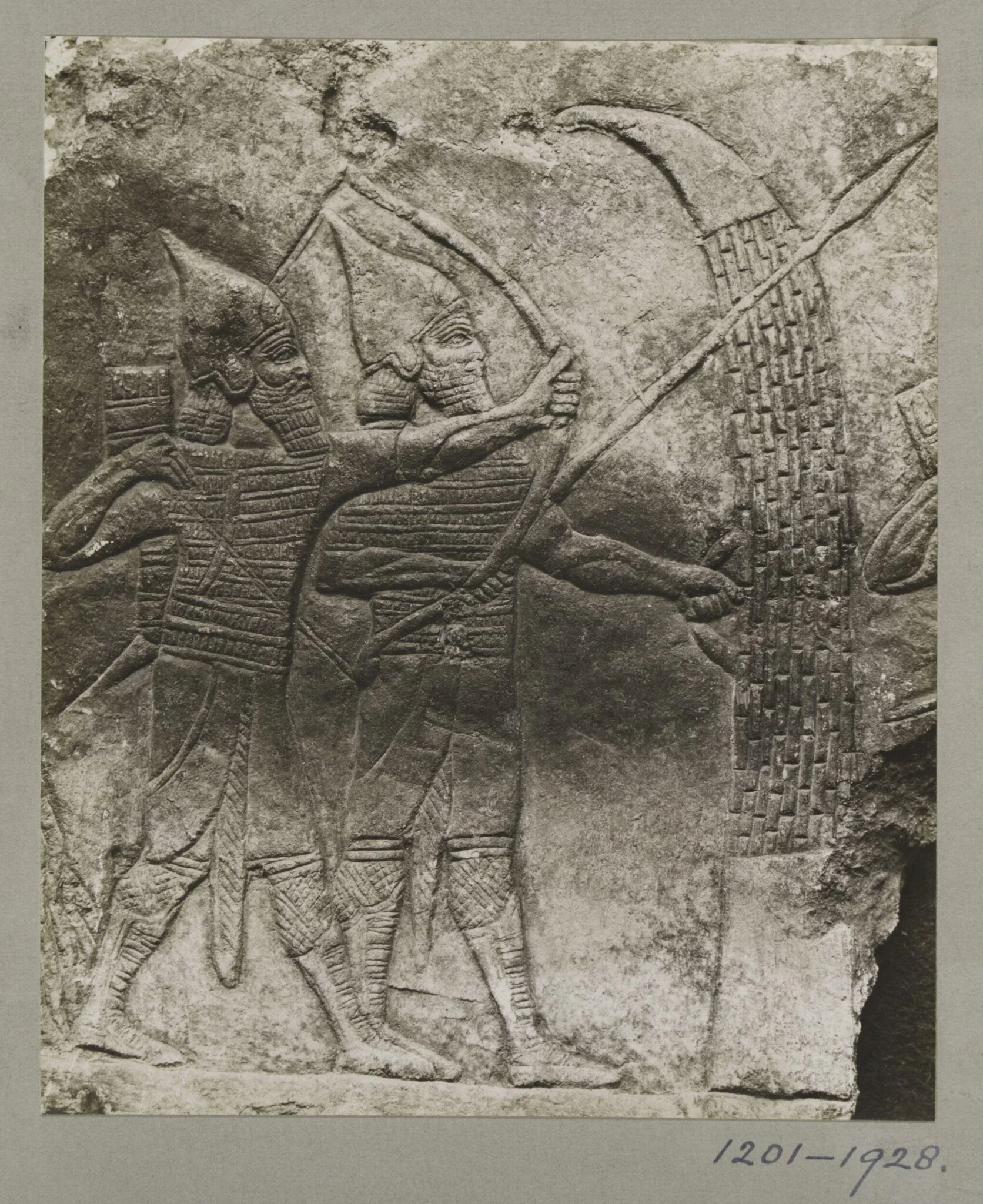 Assyrian slab of archers and spearmen, from the Palace of Shur-Bari-Pal (BC. 668-626), at Nineveh. ca. 660 B.C.