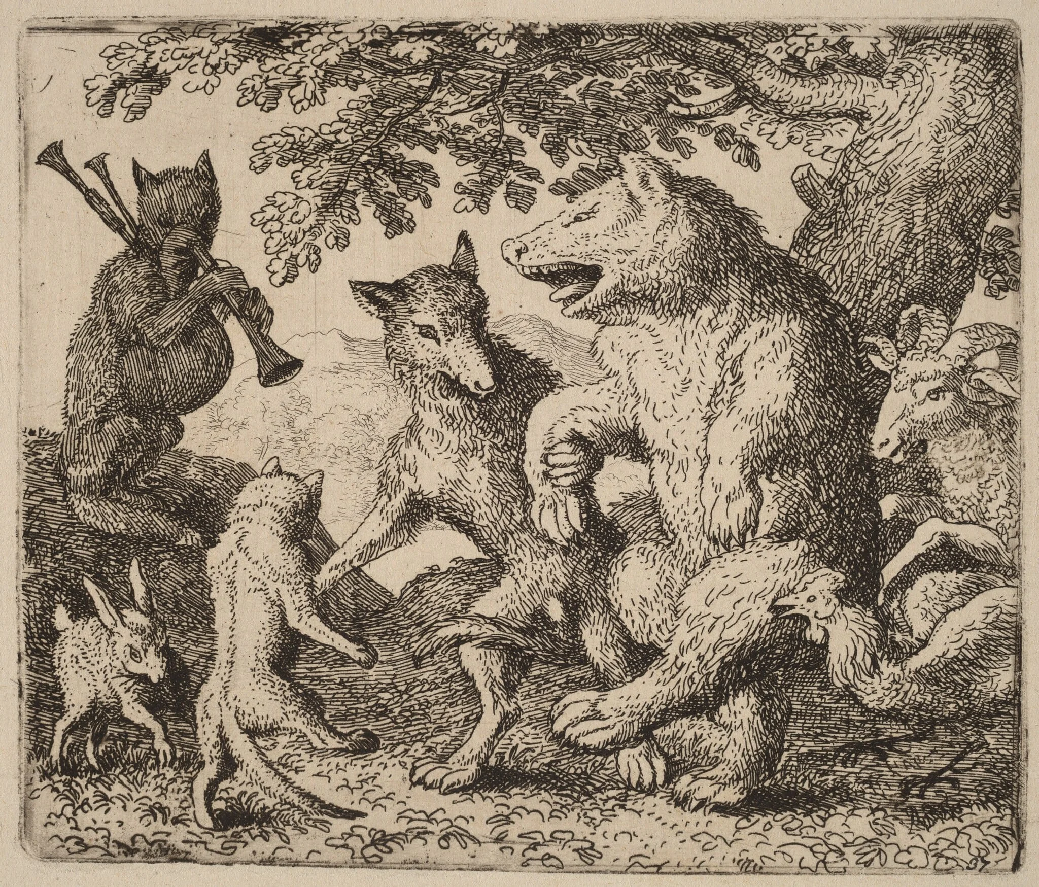 All Rejoice for the Bear and the Wolf, by Allart van Everdingen, ink, 1650
