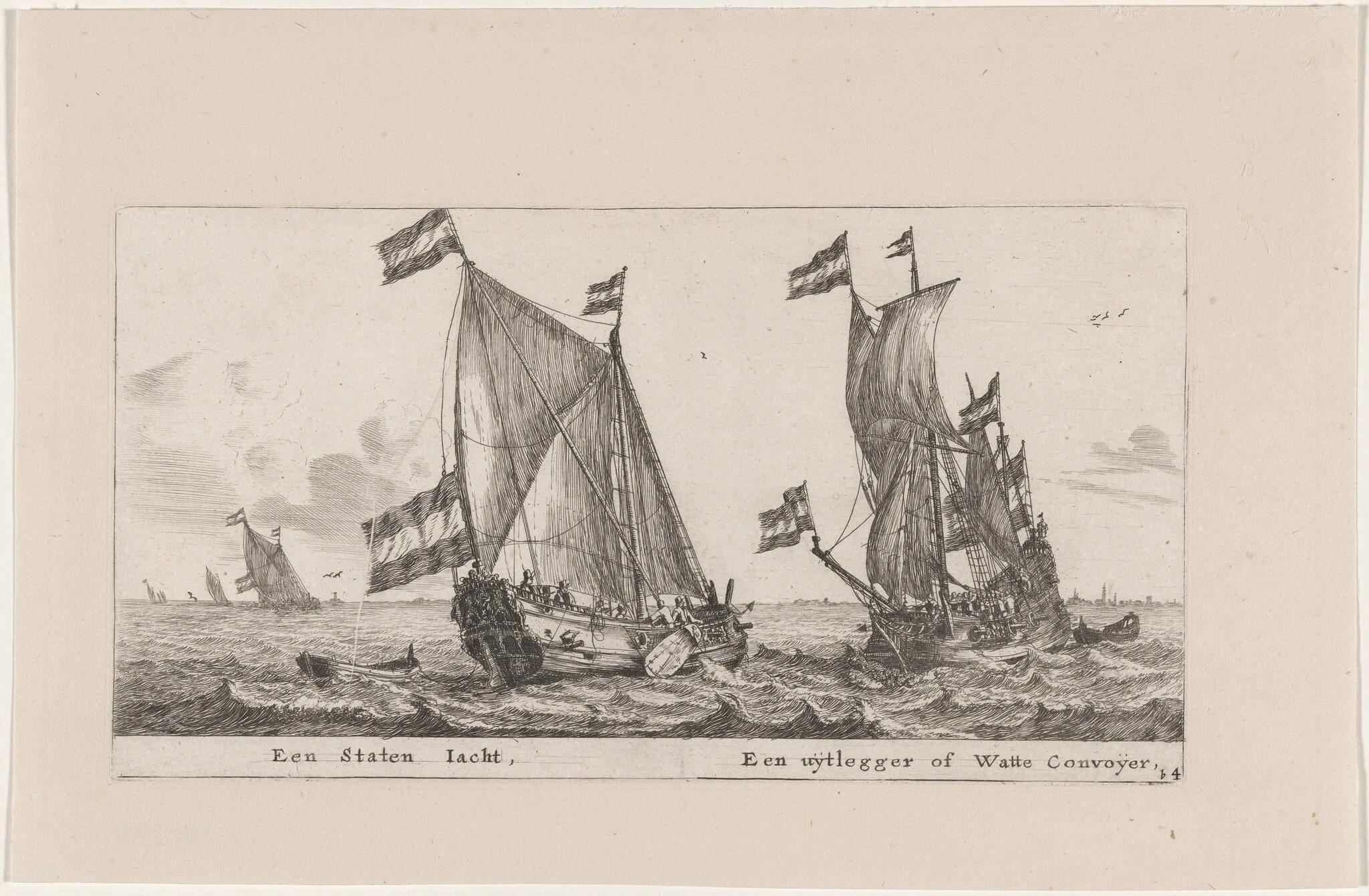 A States Yacht and an "Uijtlegger" or Escort Vessel for the Waddenzee, by Nooms, called Zeeman, Reinier, ink, 1653