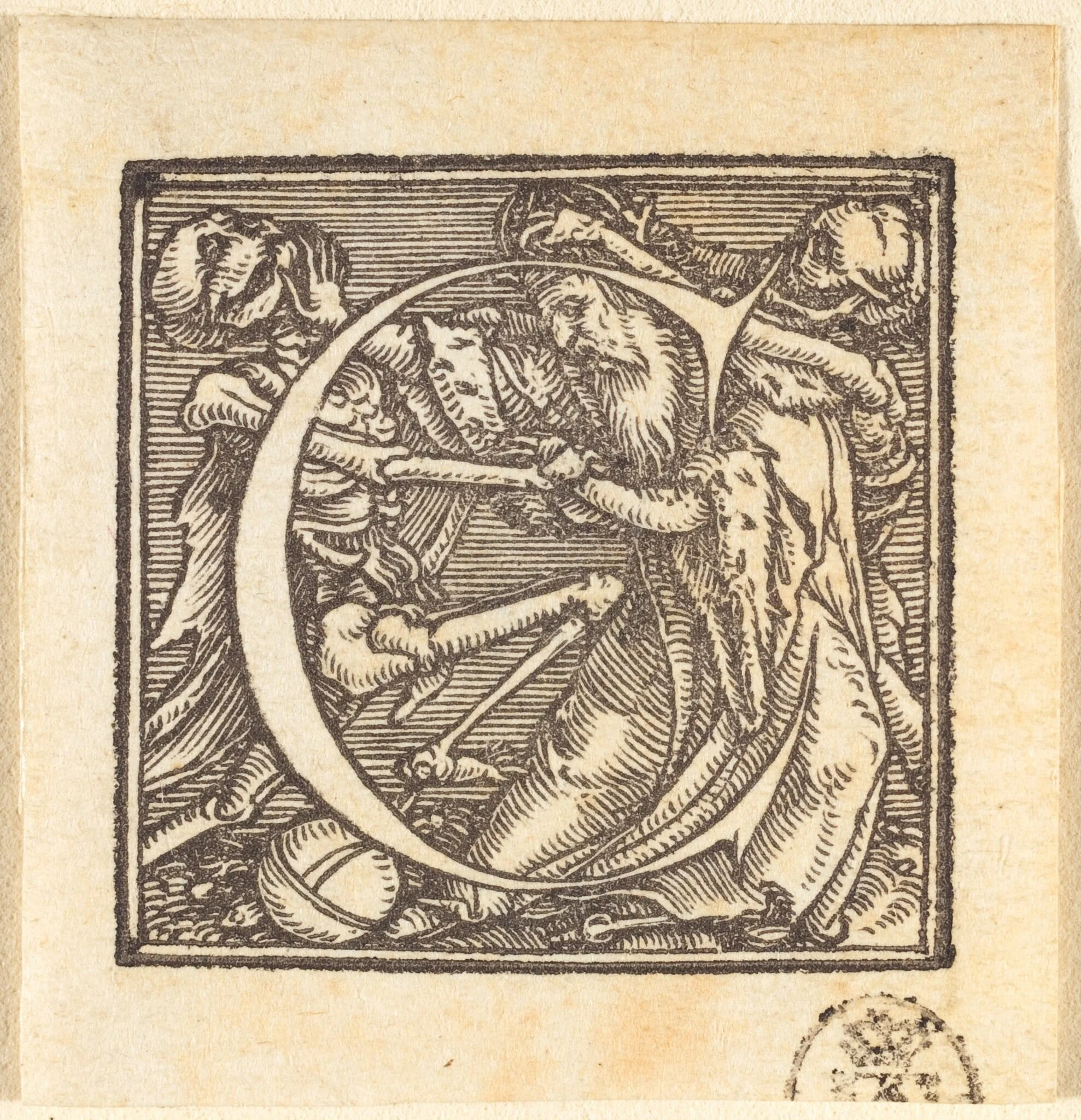 Letter C, by Hans Lützelburger, ink, 1523