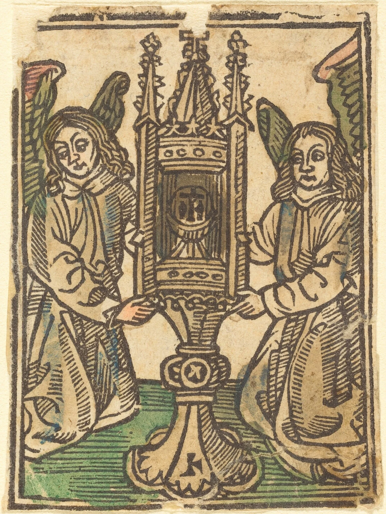 A Monstrance Held by Two Angels, by German 15th Century, ink, 1498