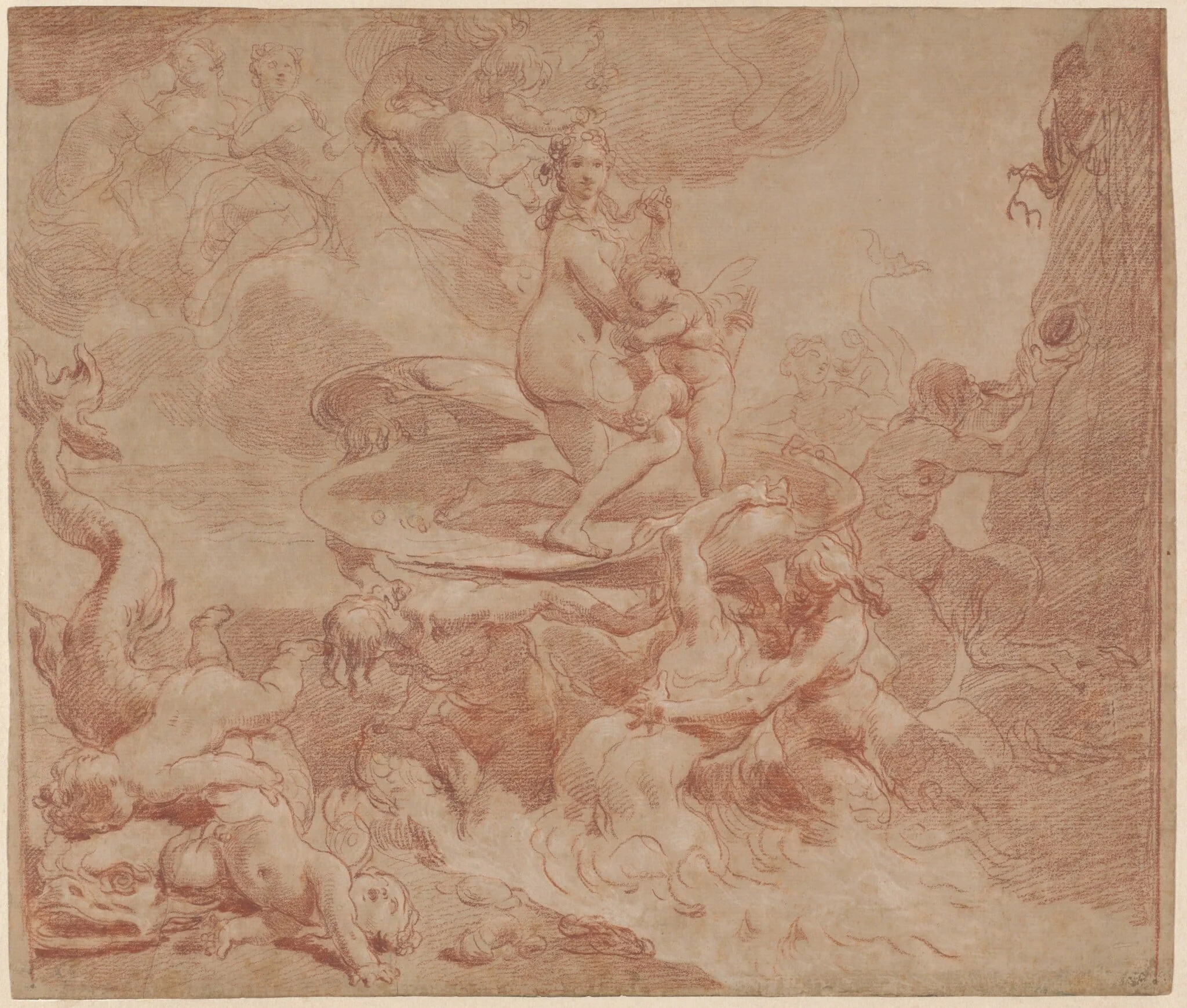 The Birth of Venus, by Gaetano Gandolfi, chalk, 1774