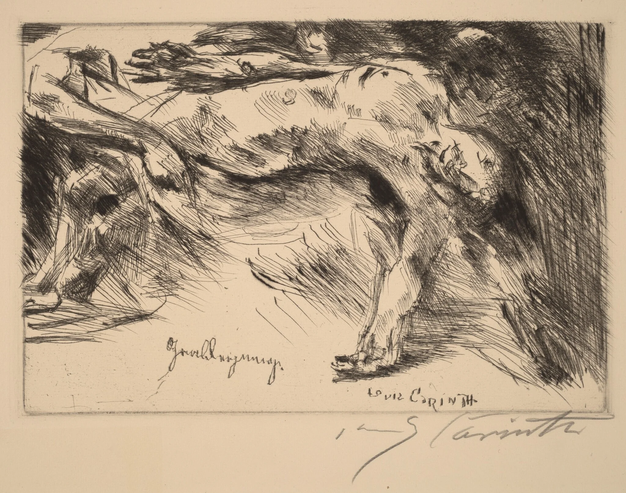 Grablegung (Burial), by Lovis Corinth, ink, 1922