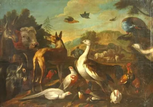 Animale în peisaj deluros