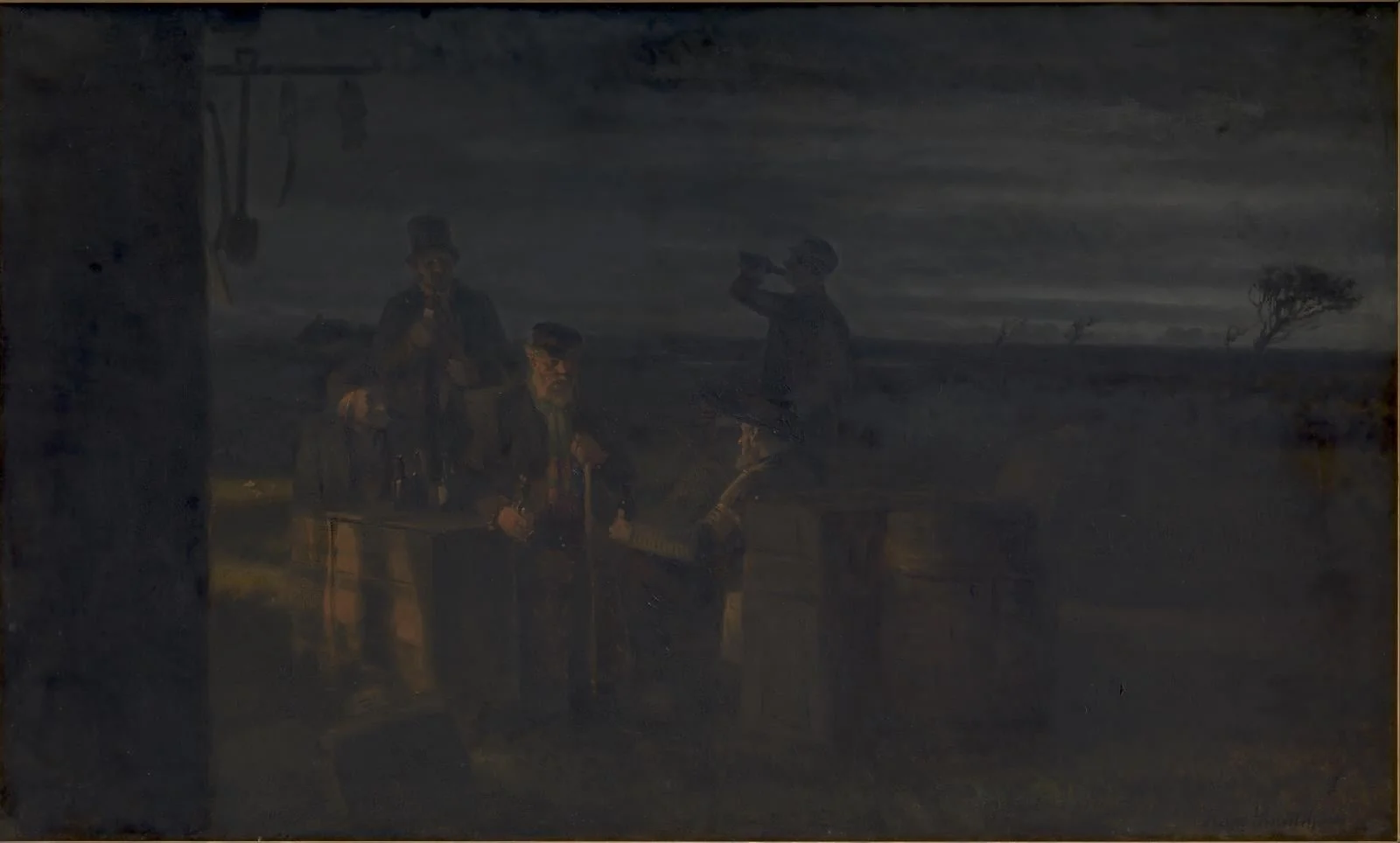 Vestjyder uden for høkeren, by Unknown, 1850