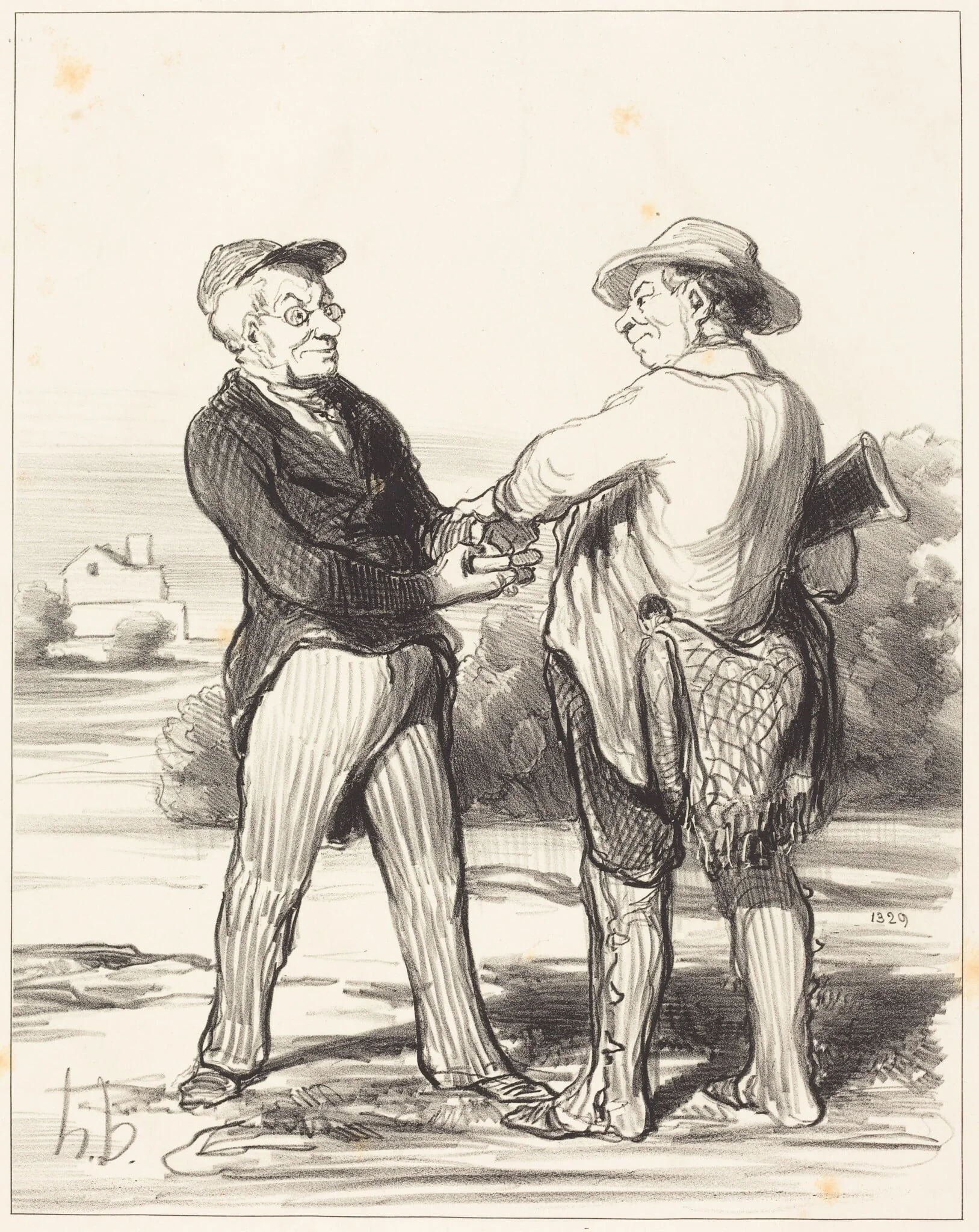 Dites donc, président, impossible d'attraper un lièvre..., by Honoré Daumier, ink, 1849