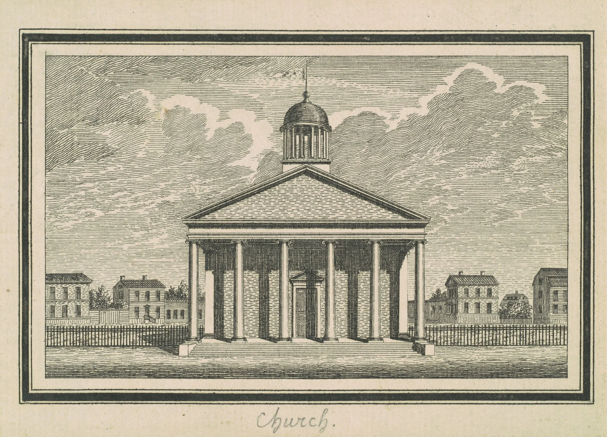 Esperanza, Church, by Charles Balthazar Julien Févret de Saint-Mémin, ink, 1795