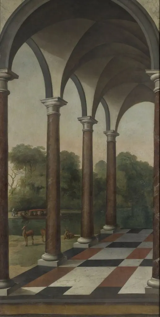 Colonnade giving onto a park