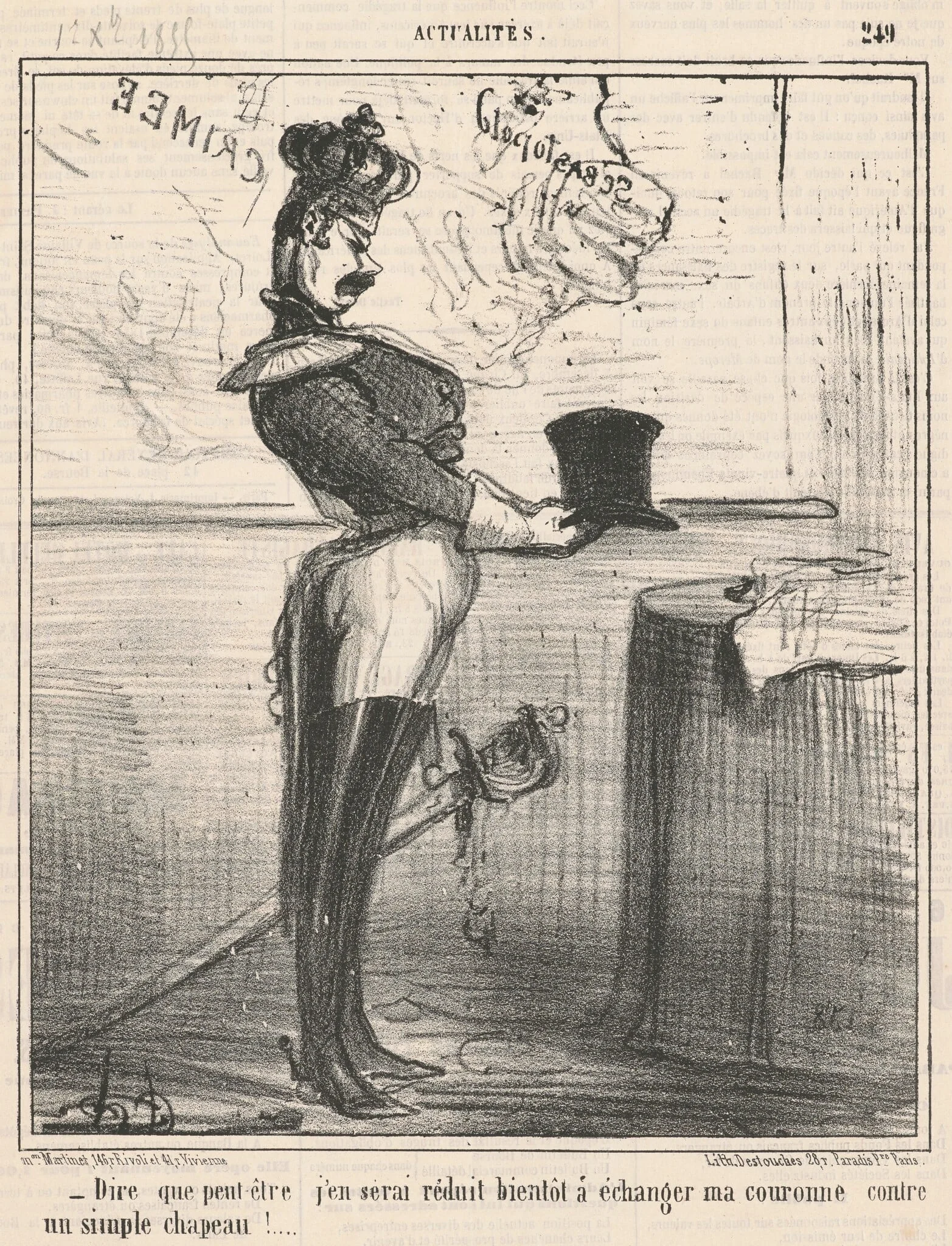 Dire que peut-être j'en serai réduit ..., by Honoré Daumier, ink, 1855