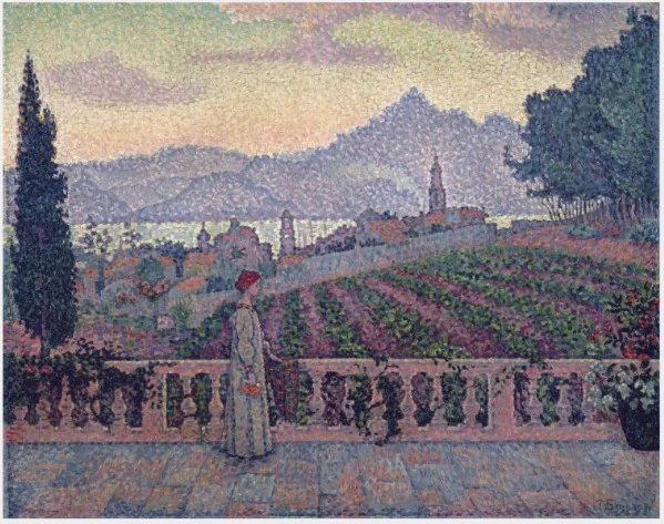 The Terrace, Saint-Tropez, by Paul Signac, oil, 1900