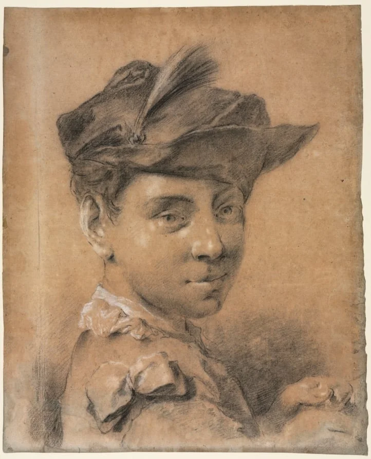 Head of a Young Man Wearing a Hat, by Giovanni Battista Piazzetta, 1735