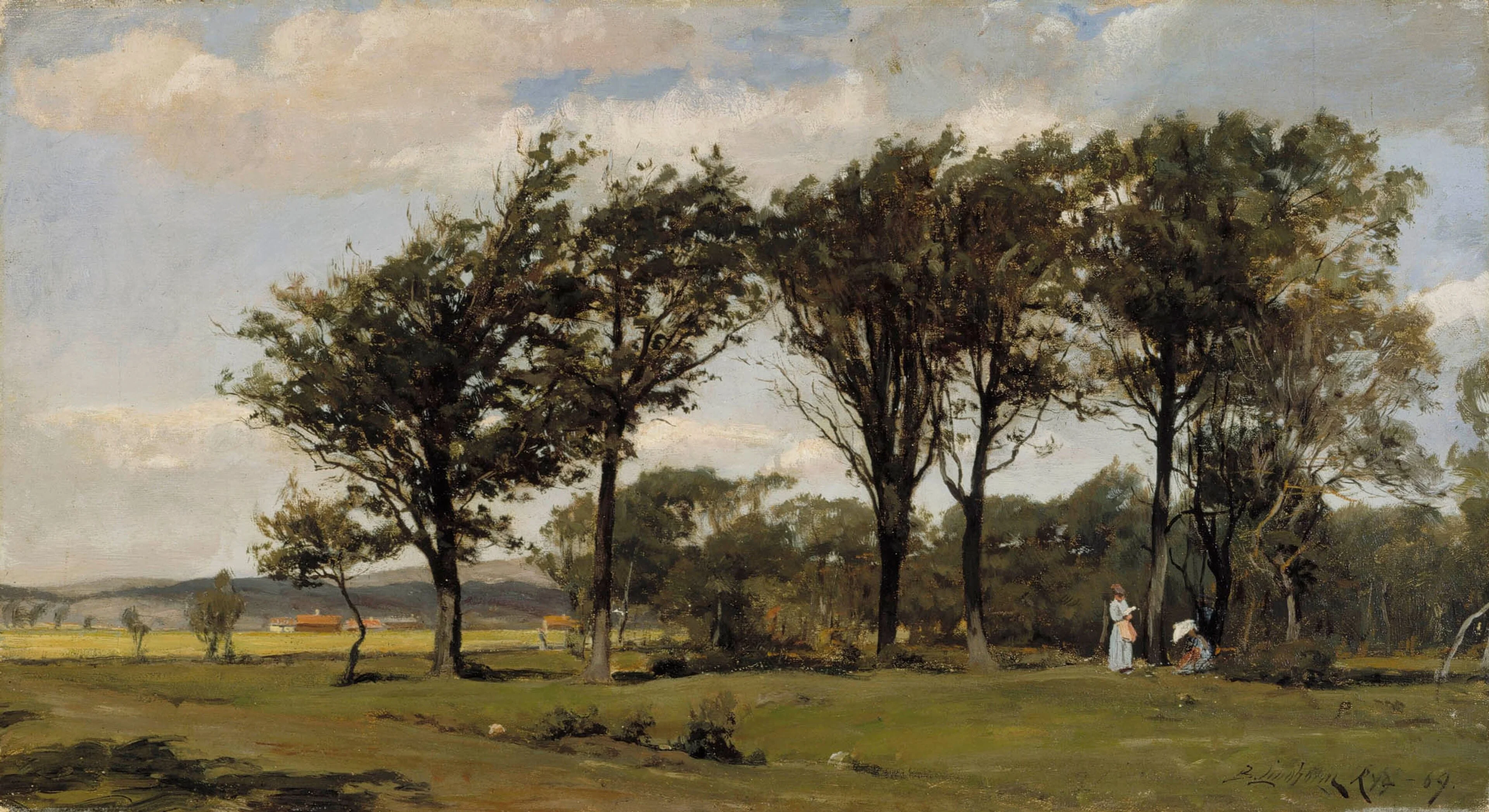 Landscape, by Berndt Lindholm, oil, 1869
