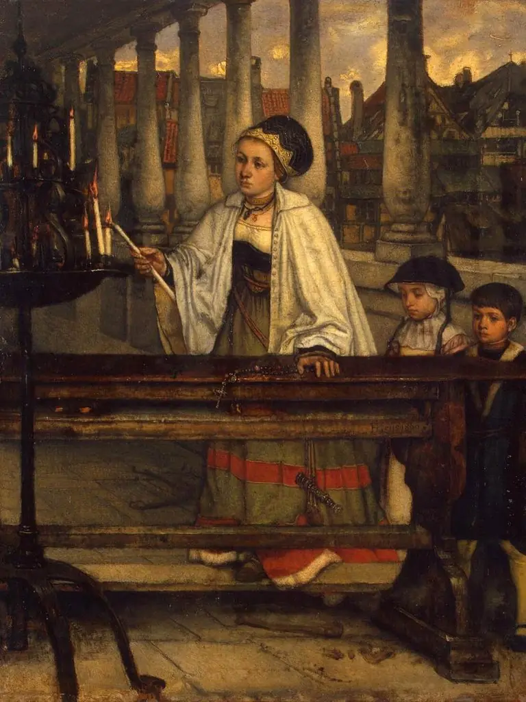 Vow. A Woman Lighting Candles
