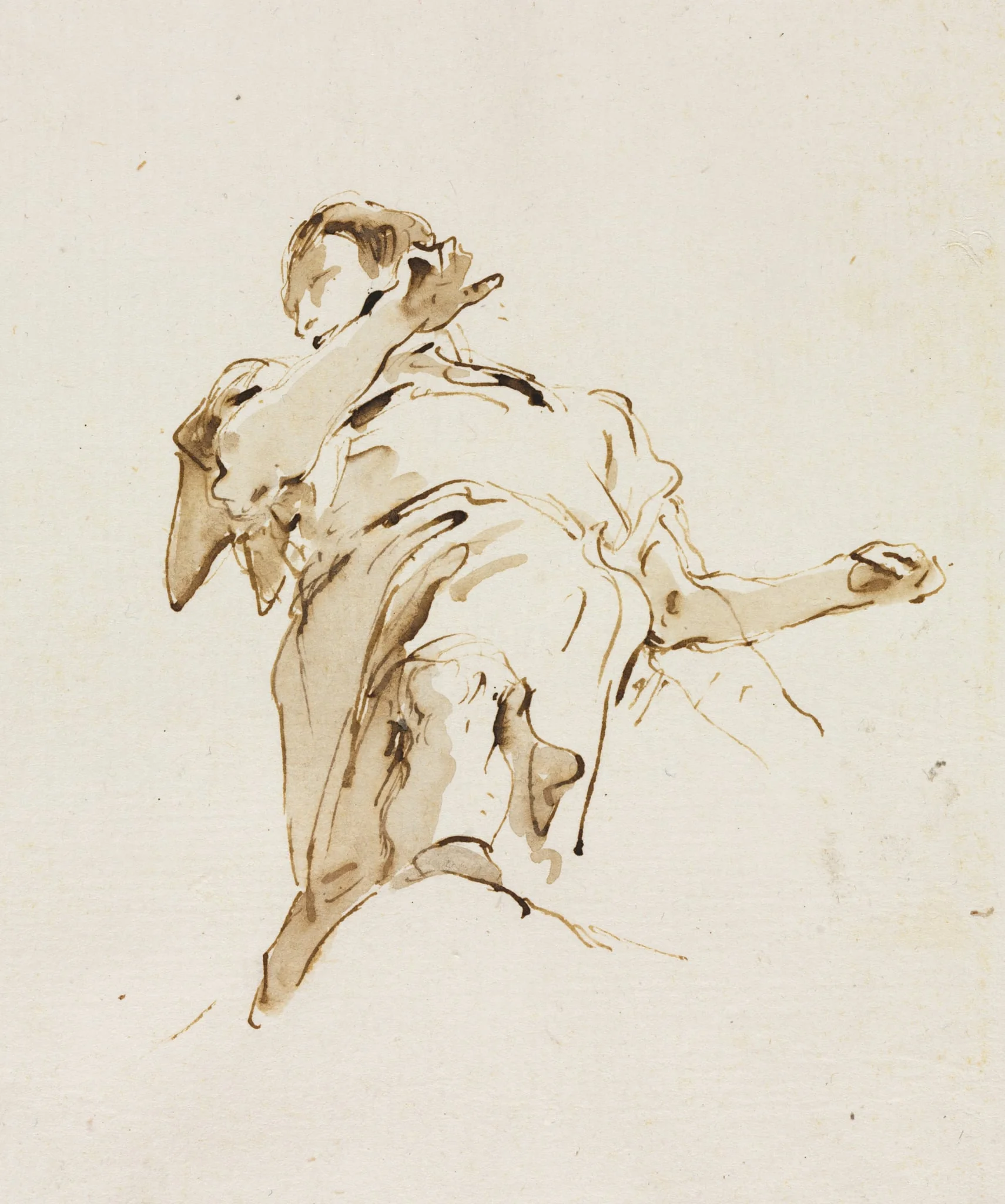 Male(?) Figure Seen from Below, by Giovanni Battista Tiepolo, 1744