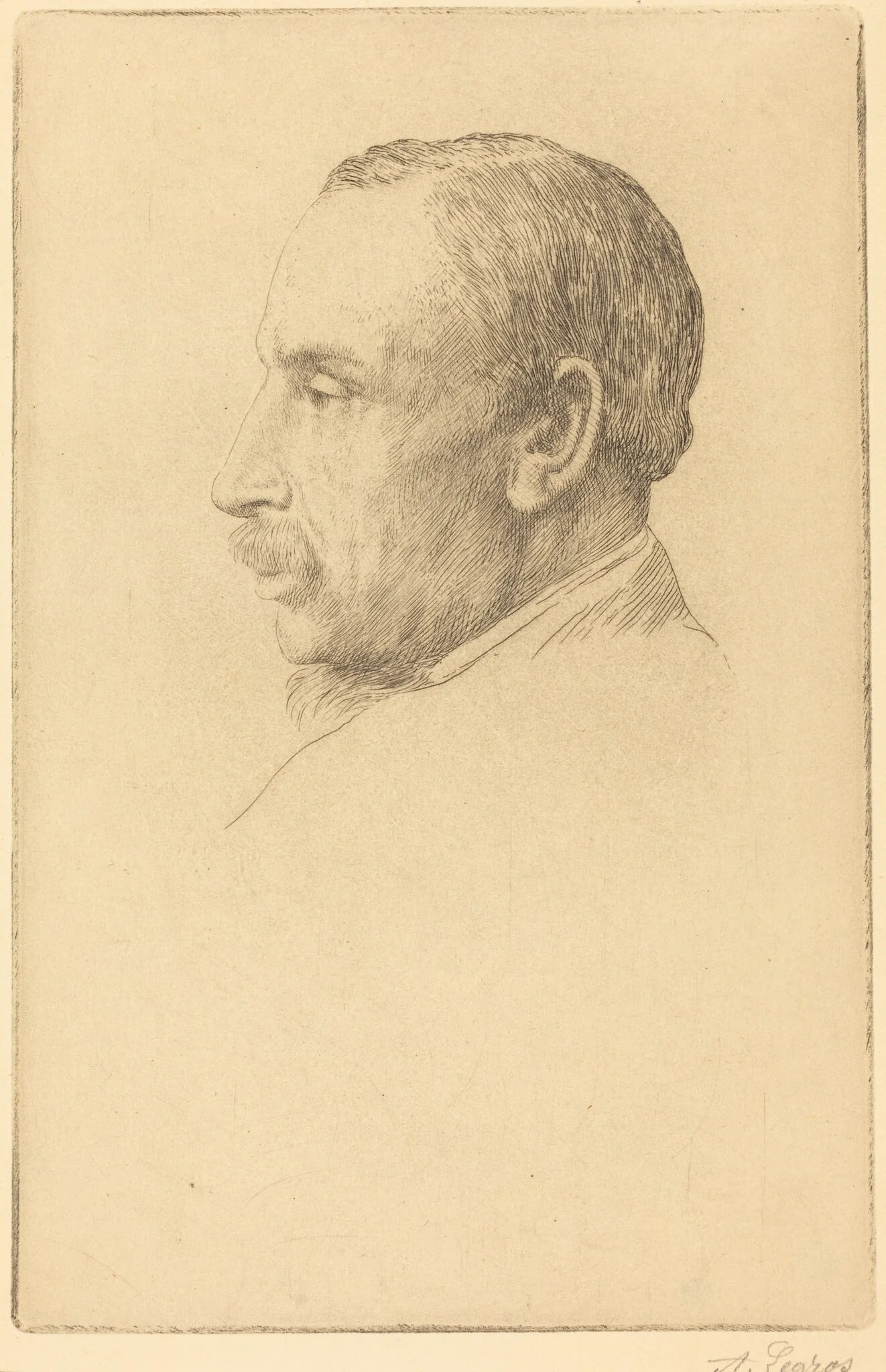 Professor W. Cawthorne Unwin, by Alphonse Legros, ink, 1874
