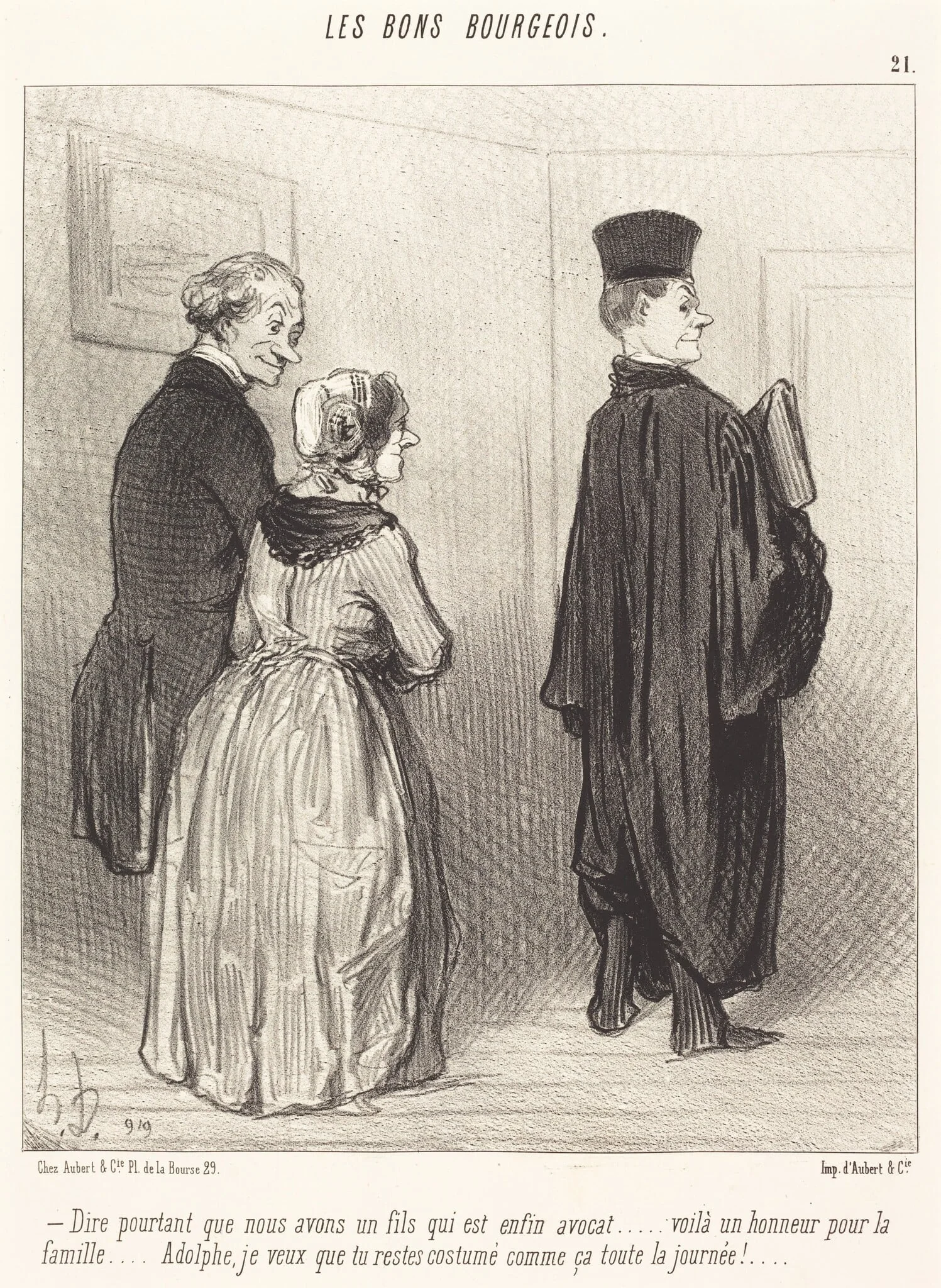 Dire... que nous avons un fils qui est... avocat..., by Honoré Daumier, ink, 1846