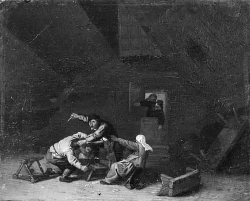 Two Peasants Fighting with Knives