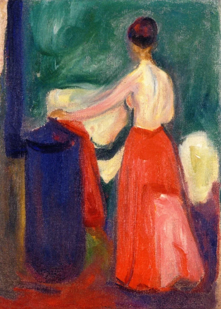Nude with Red Skirt, by Edvard Munch, oil, 1902