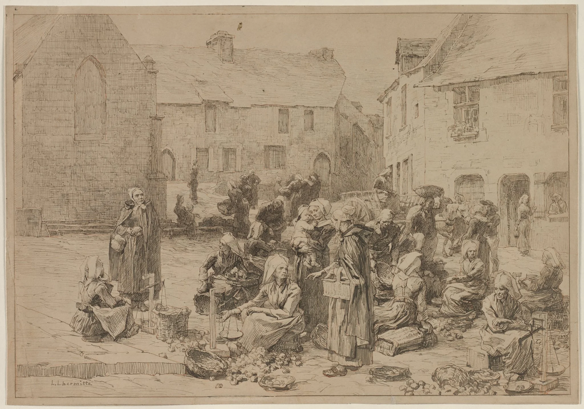 The Apple Market at Landerneau, by Léon Augustin Lhermitte, 1878