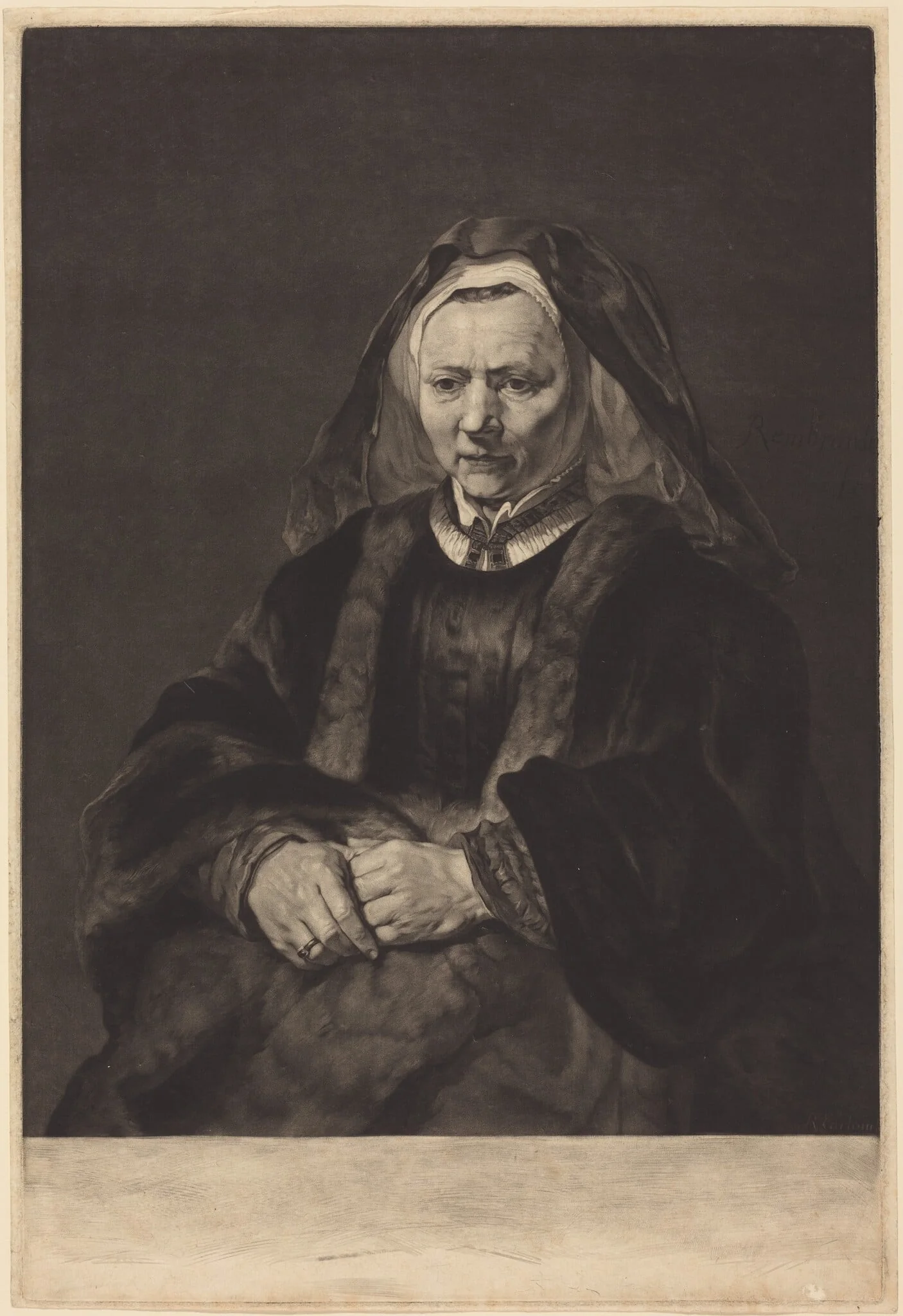 Rembrandt's Wife, by Richard Earlom, ink, 1782