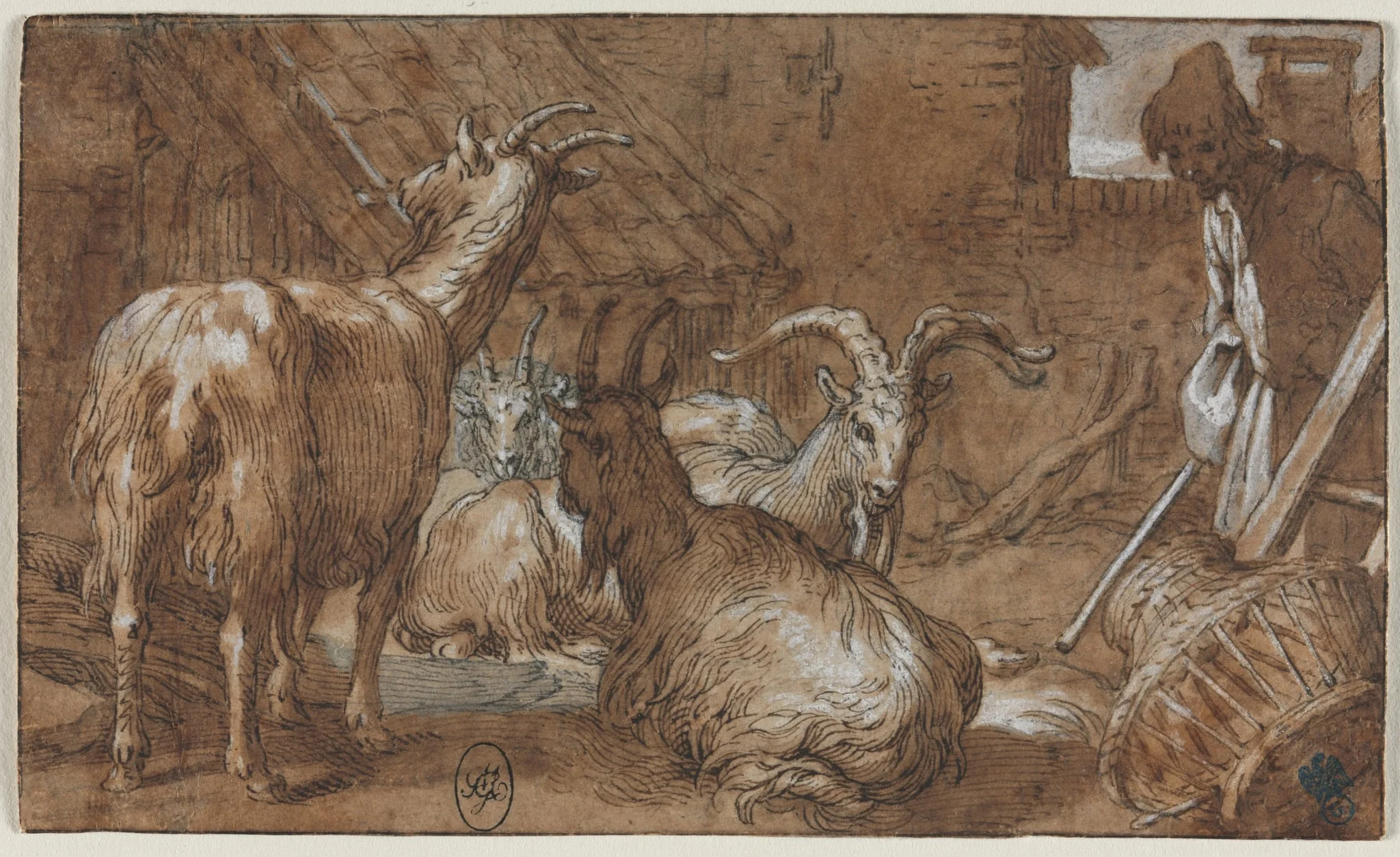 A Barnyard with Goats and a Goatherd, by Abraham Bloemaert, 1612