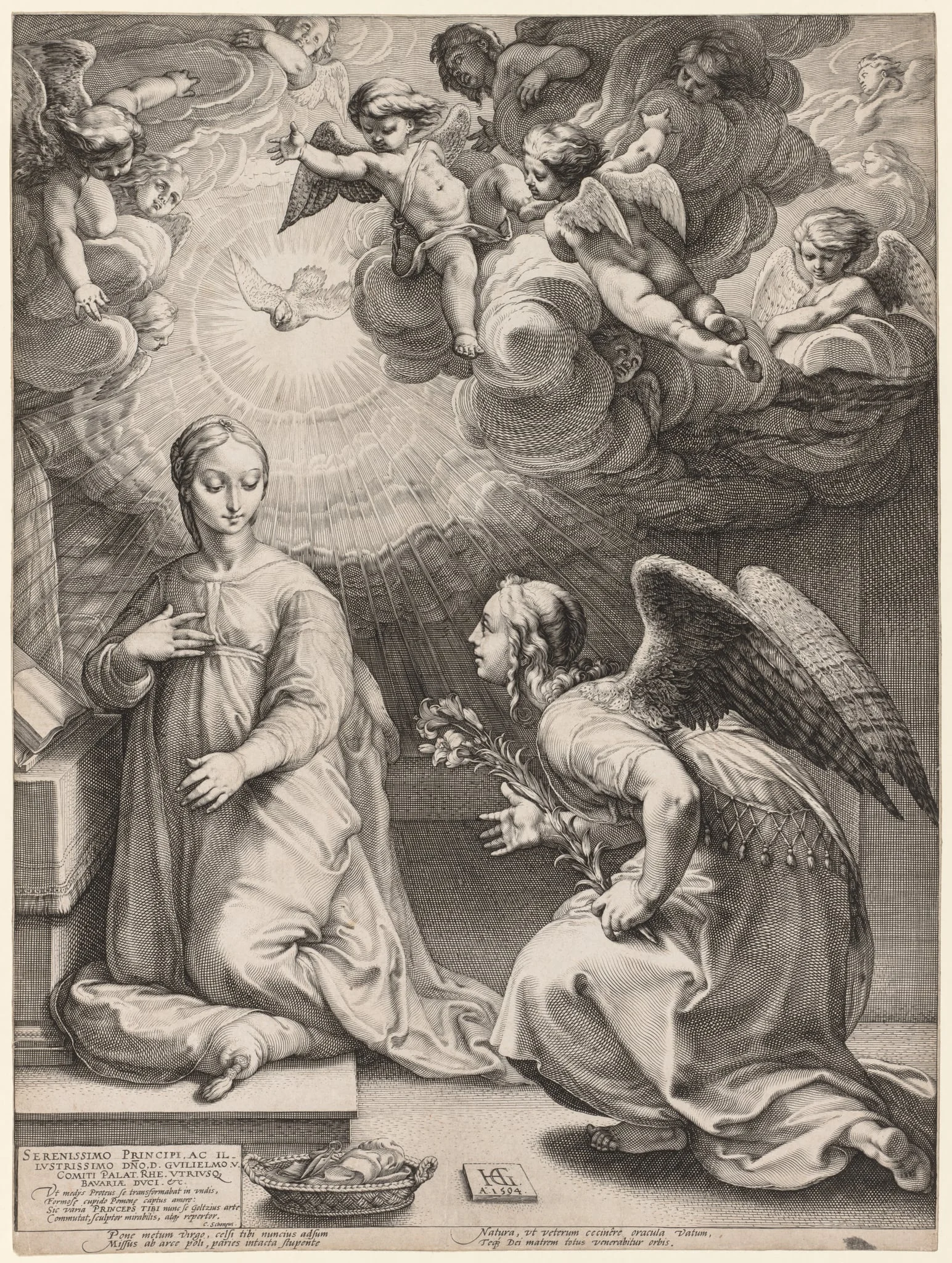 The Annunciation, by Hendrik Goltzius, 1594