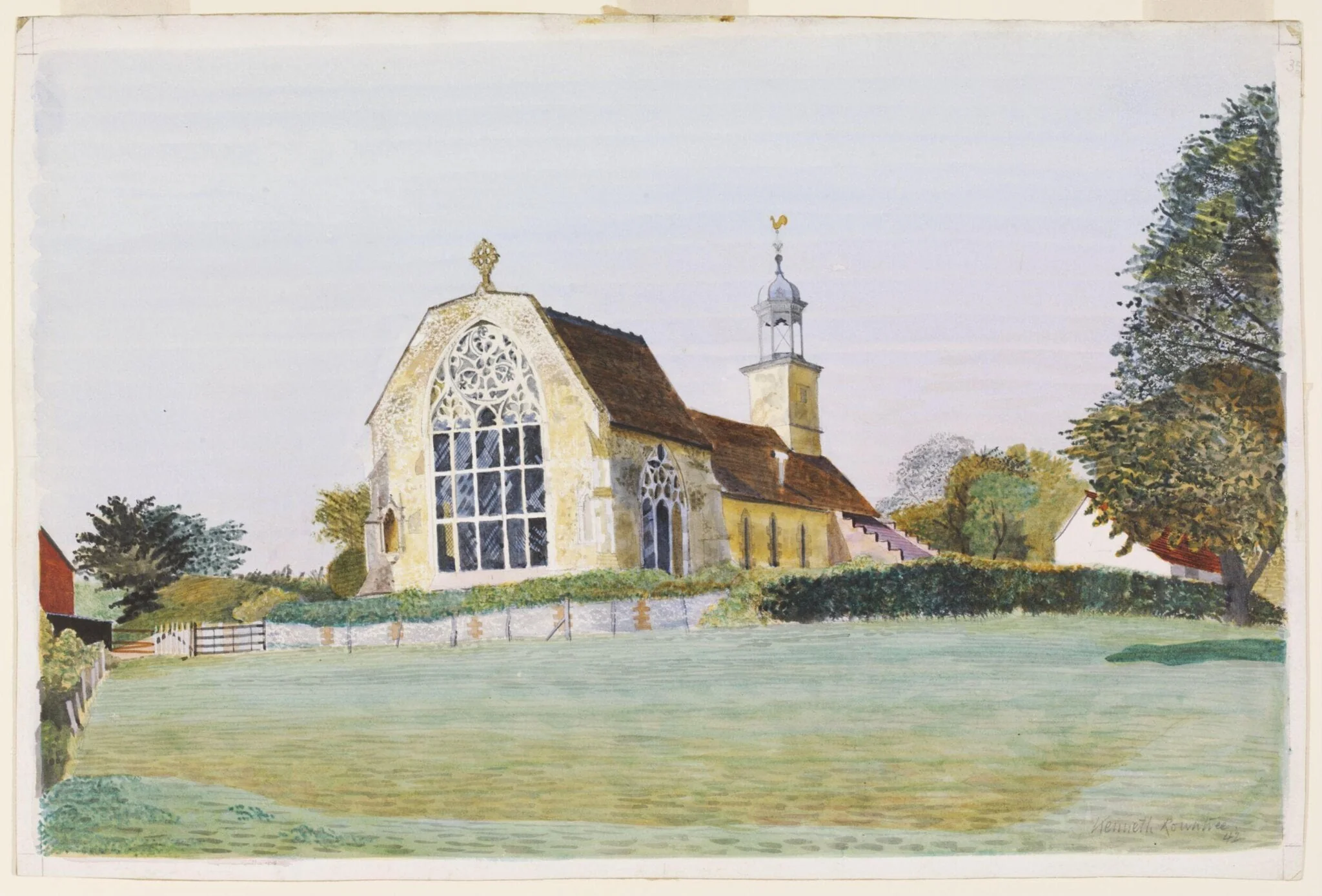 St. Mary's Church, Tilty, by Kenneth Rowntree, watercolor, 1942