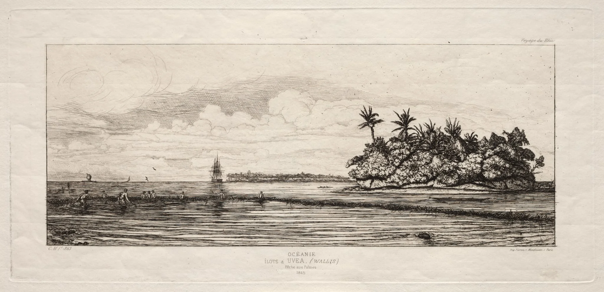 Oceania:  Fishing near Islands with Palms in the Uea or Wallis Group, 1845, by Charles Meryon, 1863