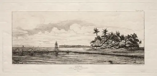 Oceania:  Fishing near Islands with Palms in the Uea or Wallis Group, 1845