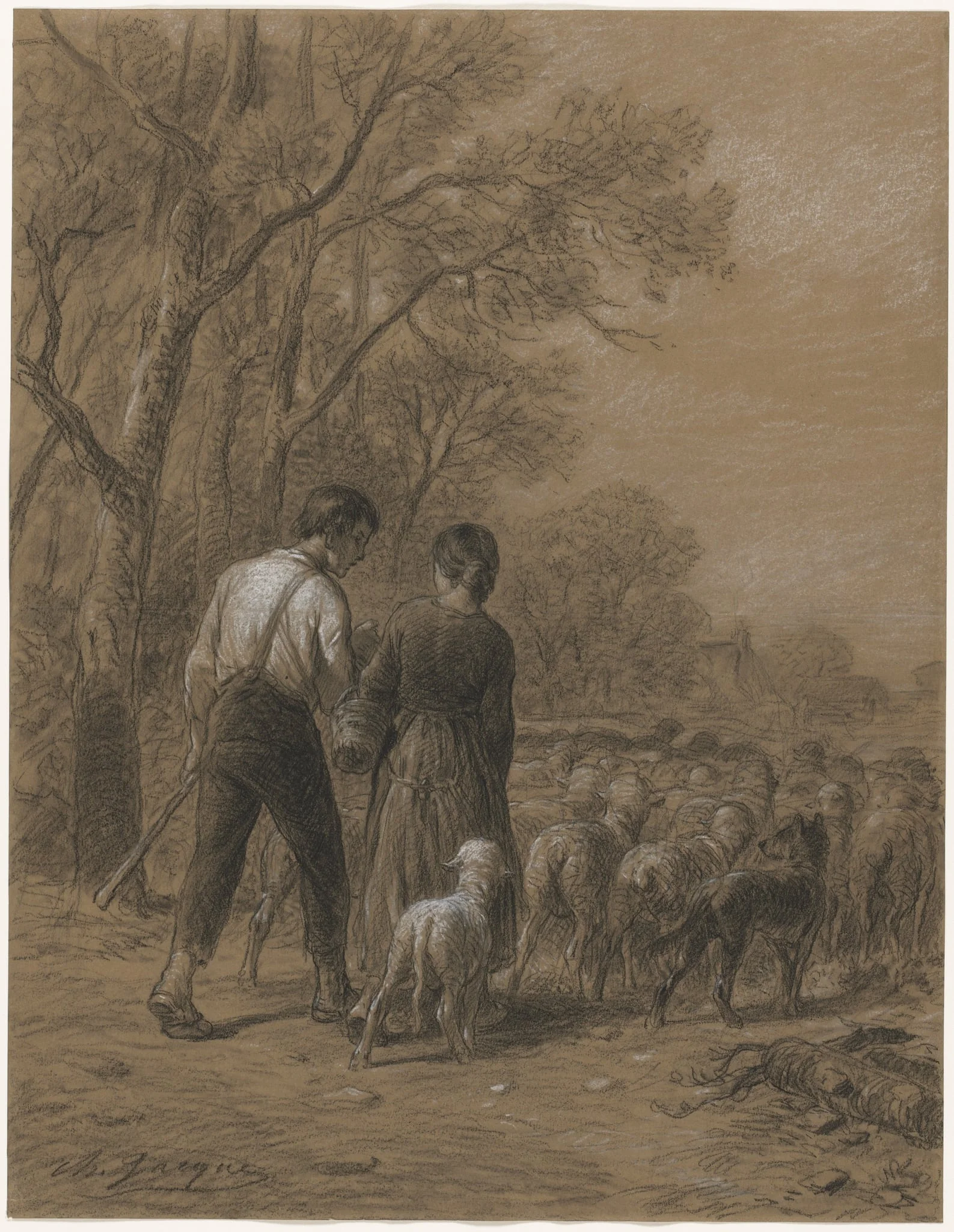 Bringing in the Sheep, by Charles Jacque, 1804