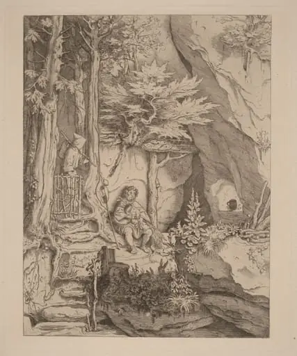 A Monk with a Bagpipe Player
