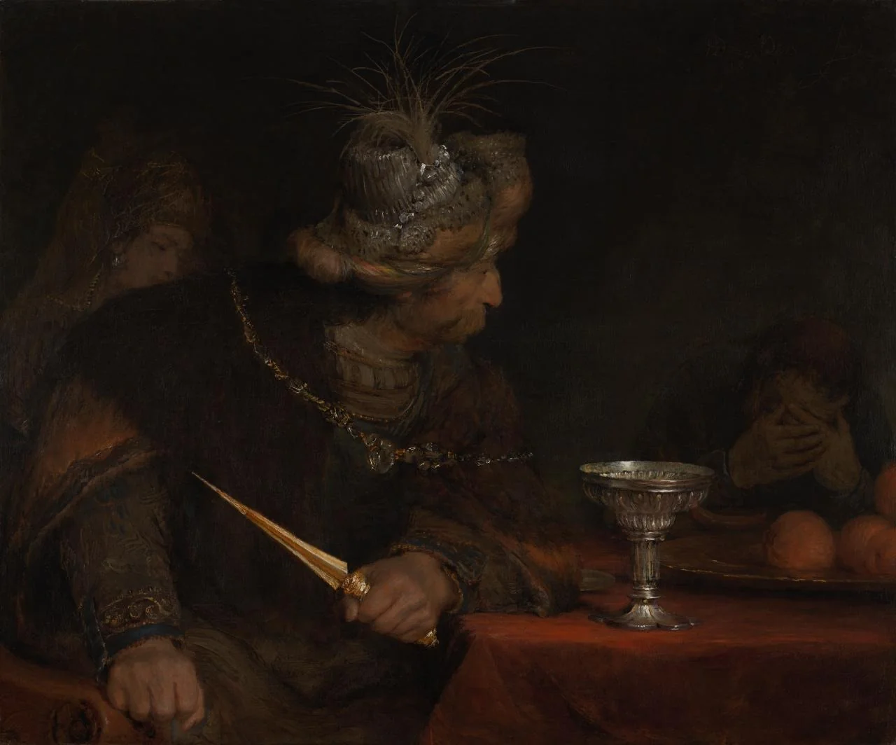 King Ahasuerus condemning Haman, by Arent de Gelder, oil, 1690