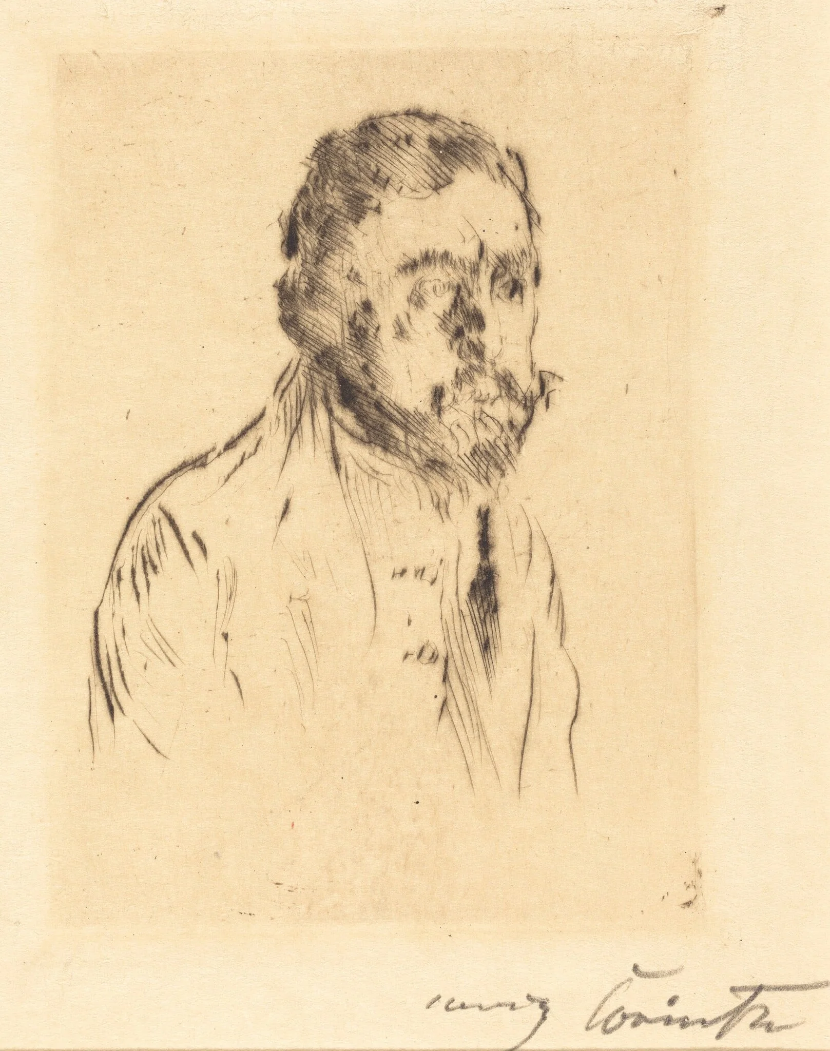 Bildnisstudie H. St. (Portrait Study of H. St.), by Lovis Corinth, ink, 1920