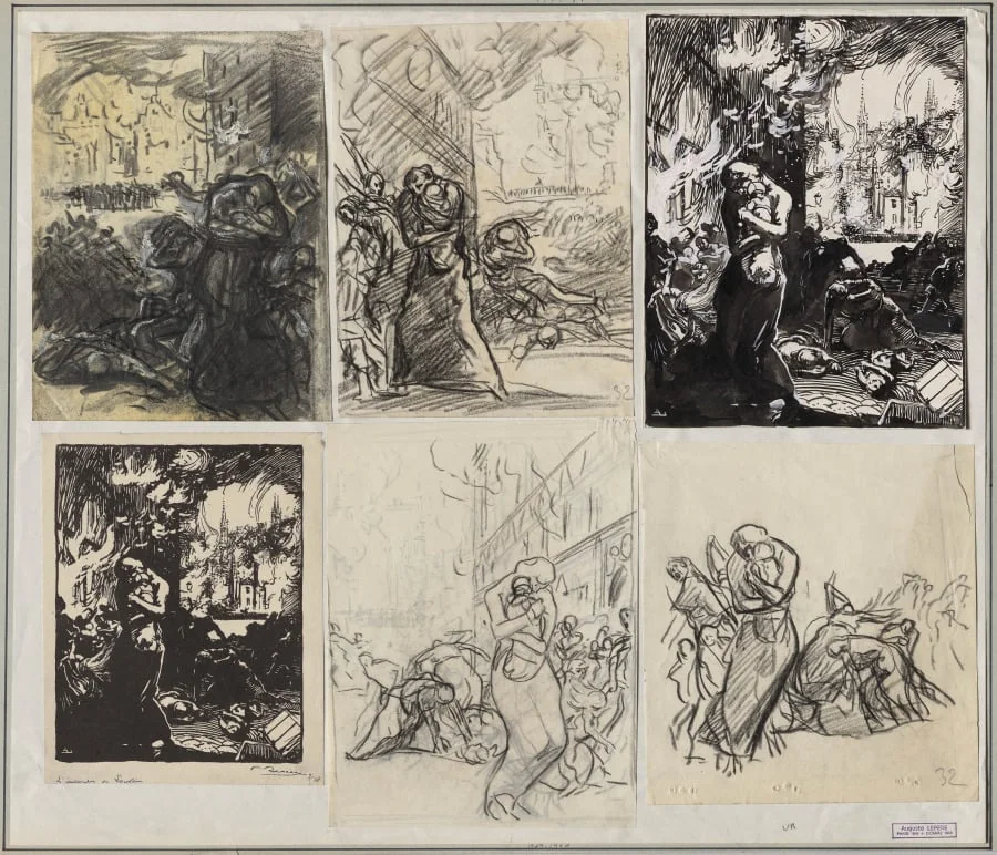 L'Incendie de Louvain, by Auguste Lepère, 1914