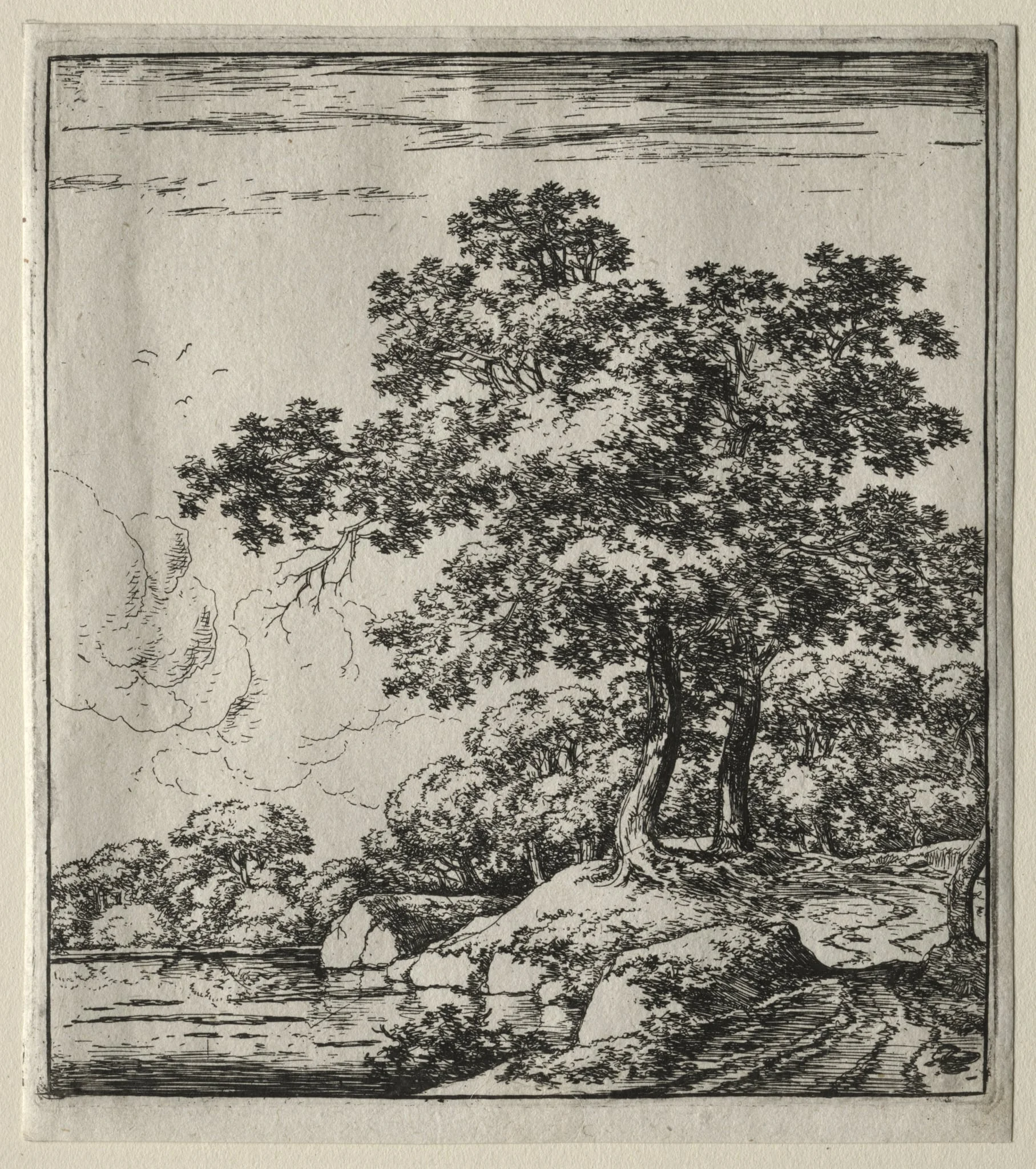 Les deux grands arbres près de la rivière, by Herman Naiwinx, 1646